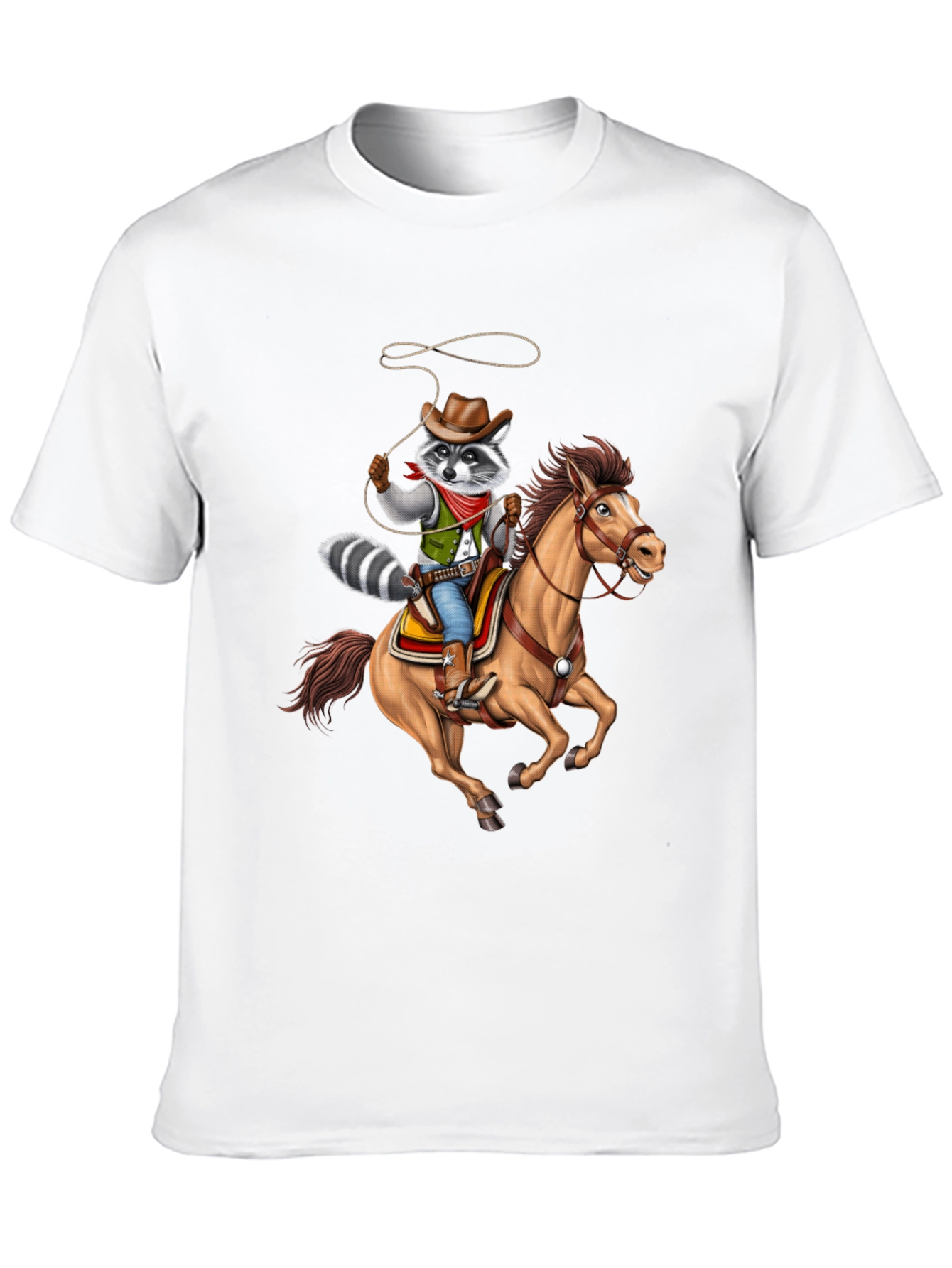 Cowboy Raccoon Graphic Tee - Western Humor T-Shirt