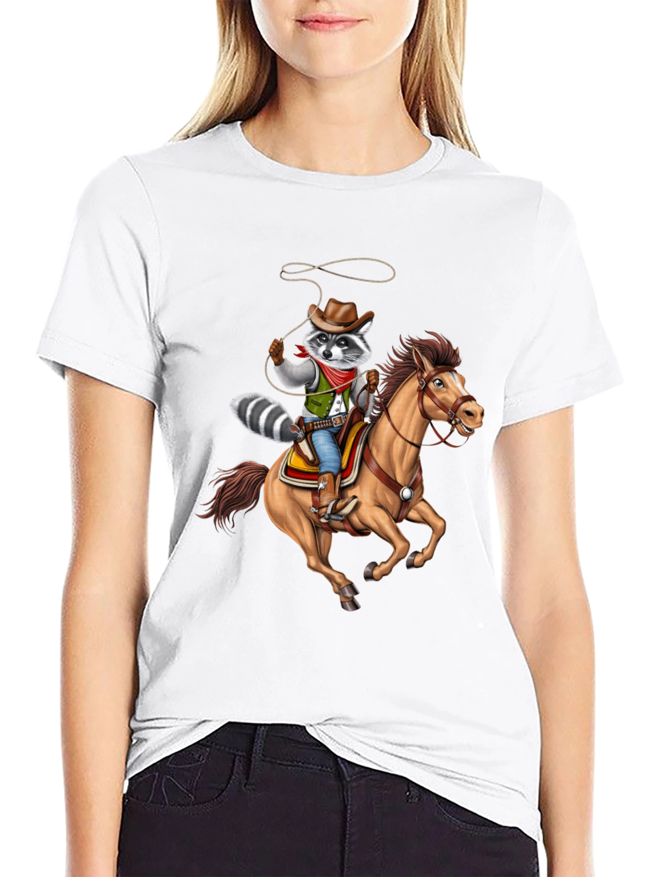 Cowboy Raccoon Graphic Tee - Western Humor T-Shirt