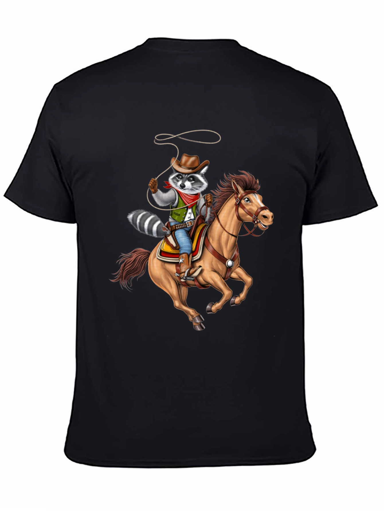 Cowboy Raccoon Graphic Tee - Western Humor T-Shirt