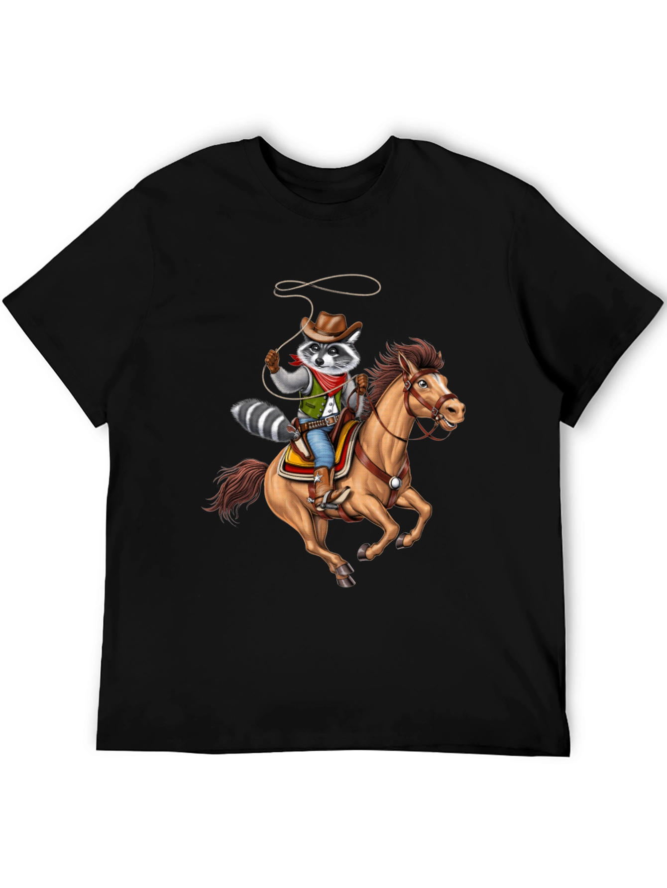 Cowboy Raccoon Graphic Tee - Western Humor T-Shirt