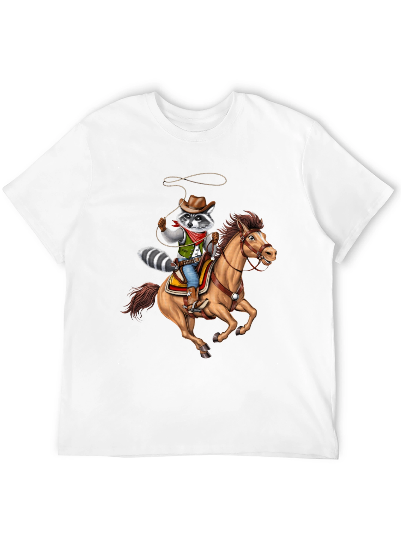 Cowboy Raccoon Graphic Tee - Western Humor T-Shirt