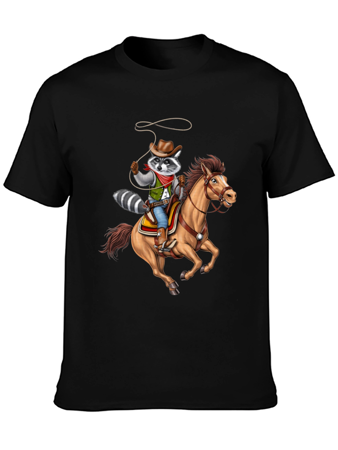 Cowboy Raccoon Graphic Tee - Western Humor T-Shirt
