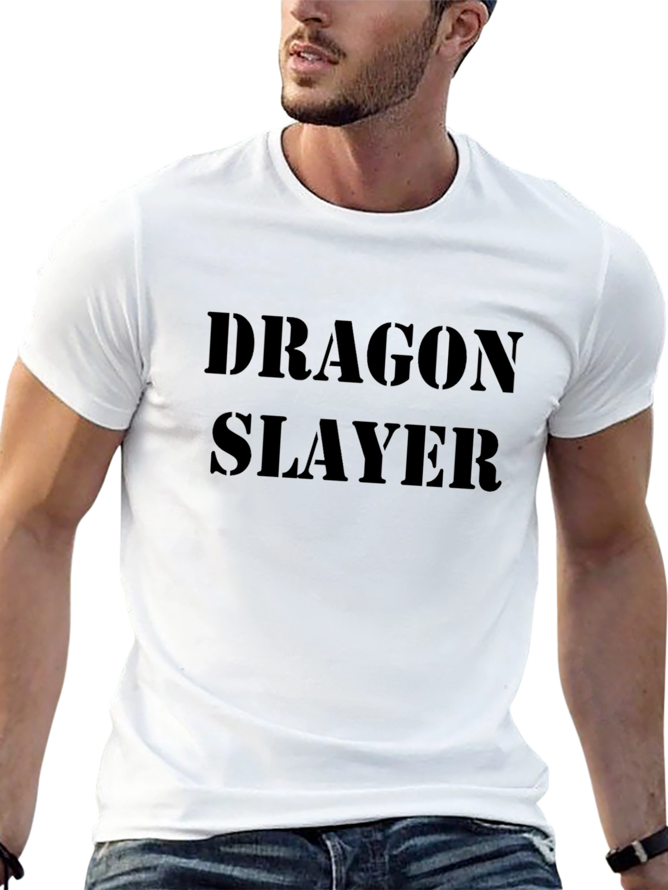 Dragon Slayer Graphic Tee - Black Cotton Blend