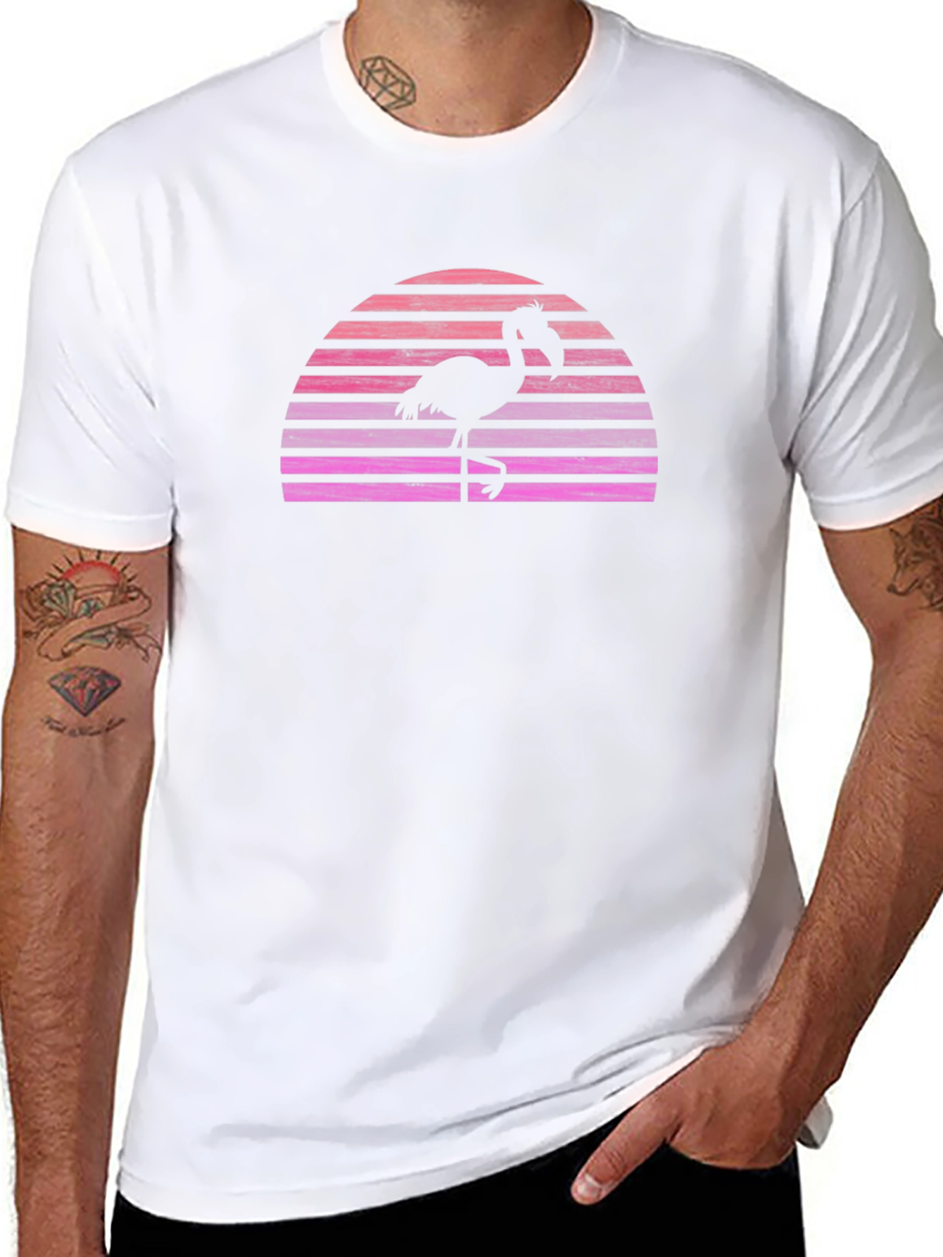 Retro Flamingo Sunset Graphic T-Shirt