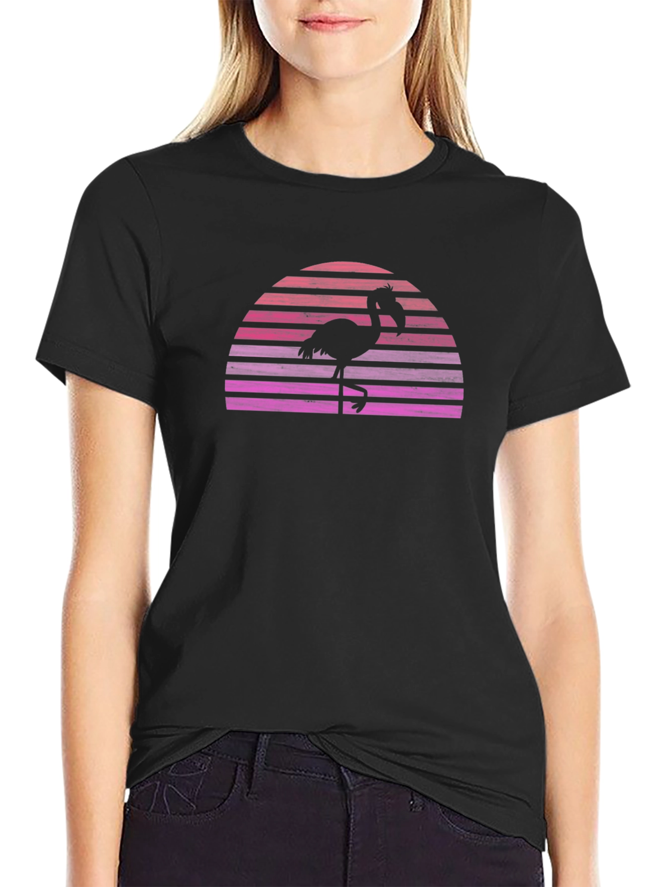 Retro Flamingo Sunset Graphic T-Shirt