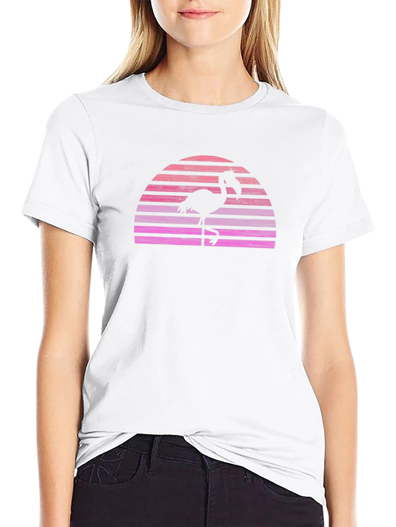 Retro Flamingo Sunset Graphic T-Shirt