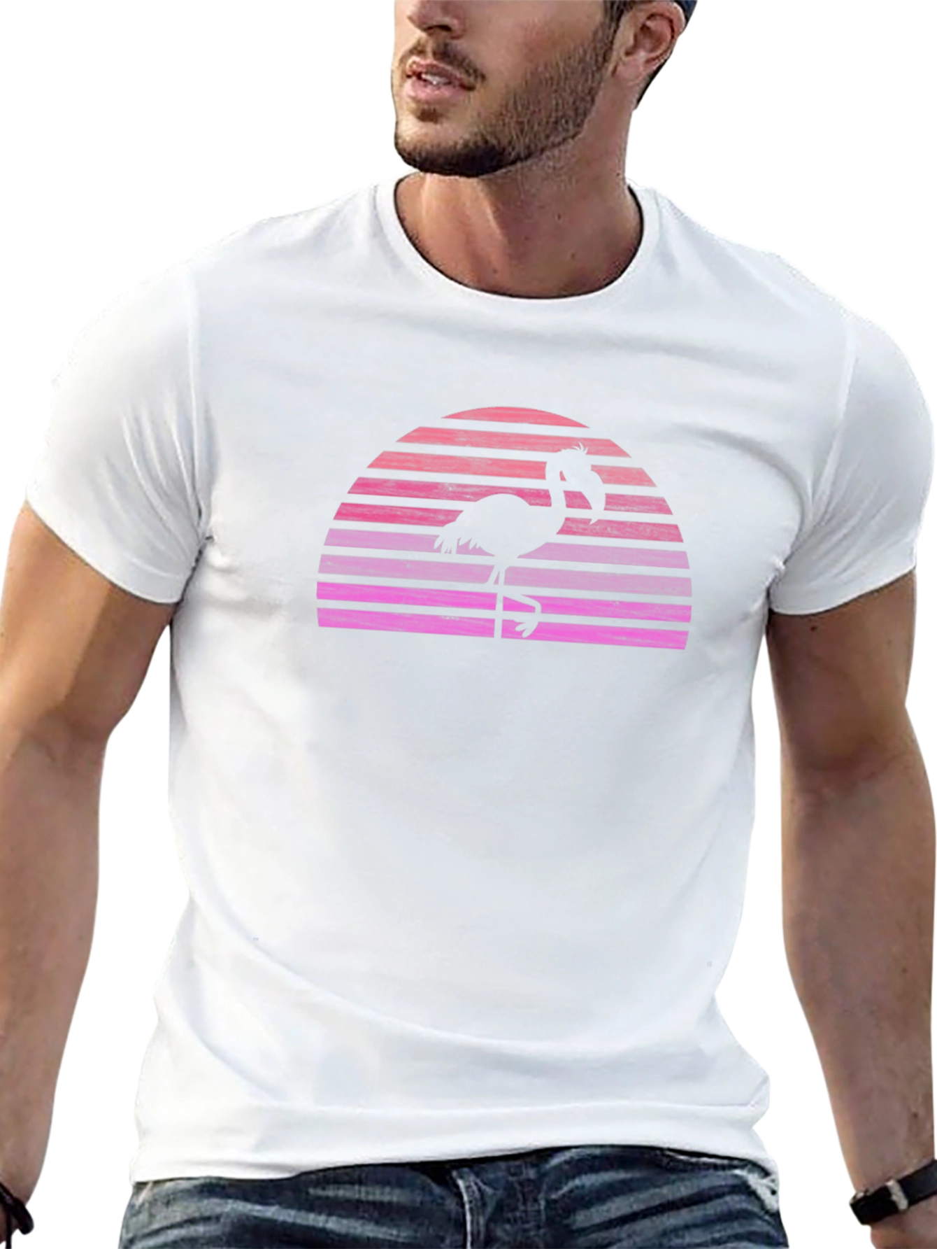 Retro Flamingo Sunset Graphic T-Shirt