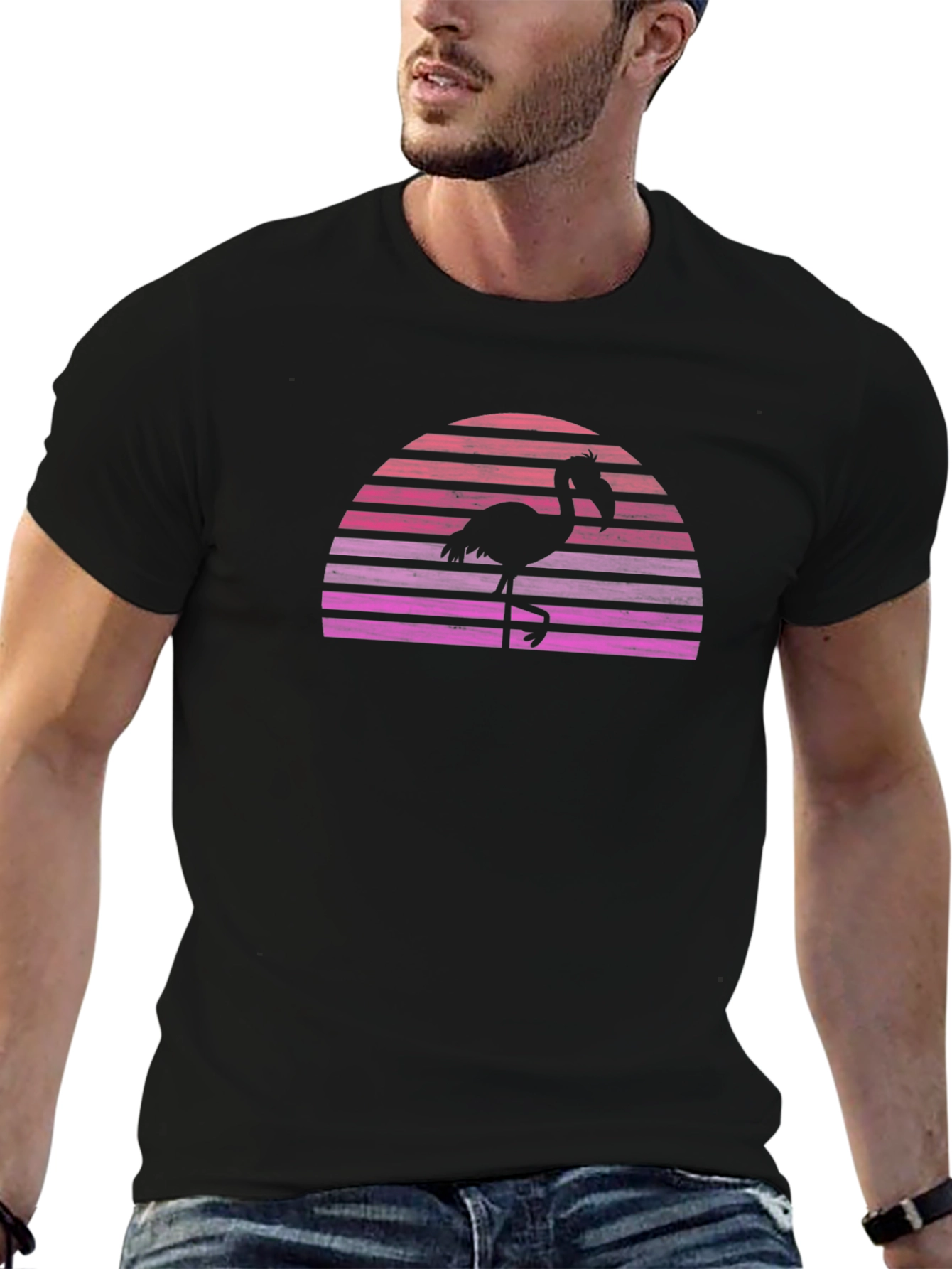 Retro Flamingo Sunset Graphic T-Shirt
