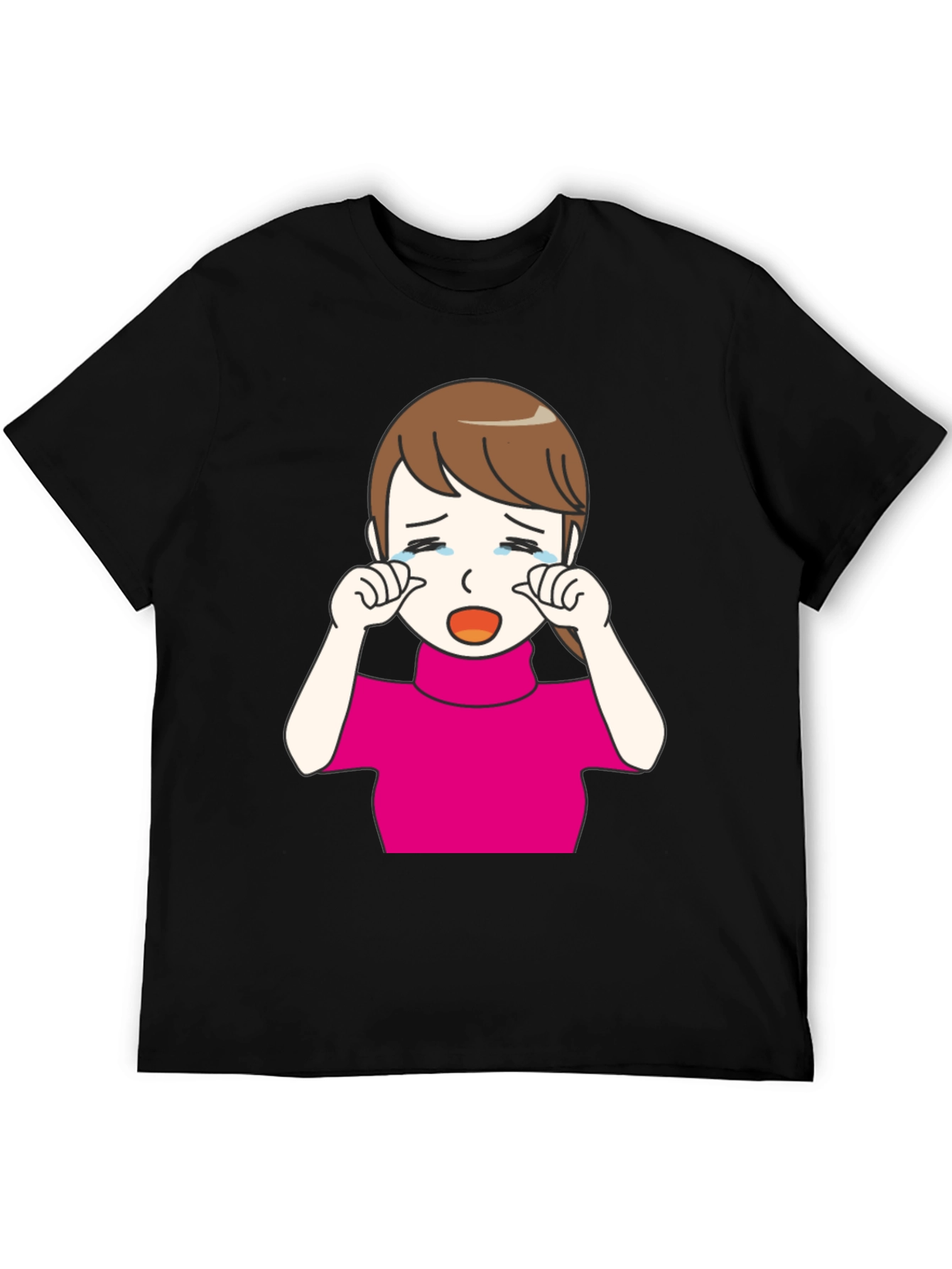Crying Girl Graphic T-Shirt - Trendy Black Tee