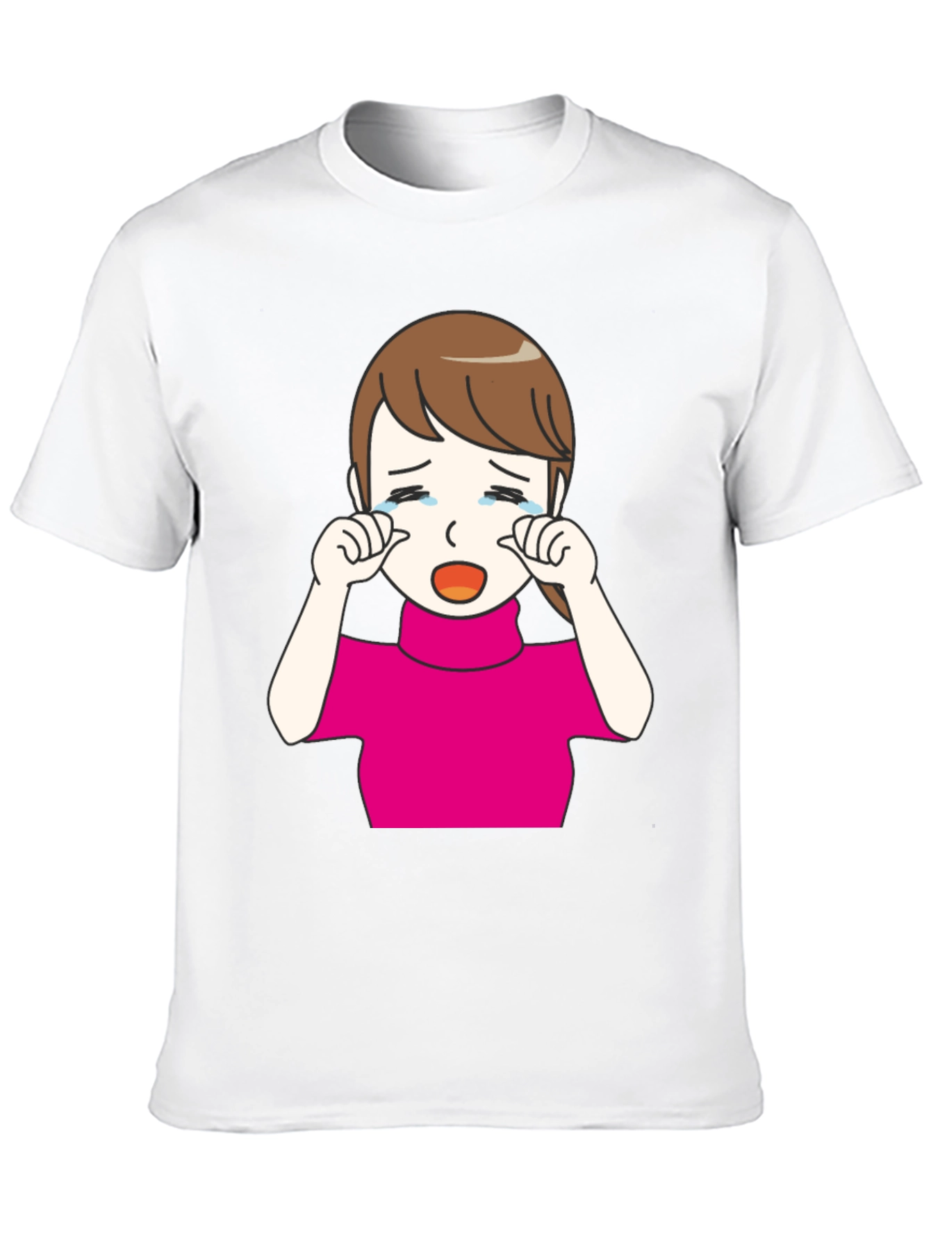 Crying Girl Graphic T-Shirt - Trendy Black Tee