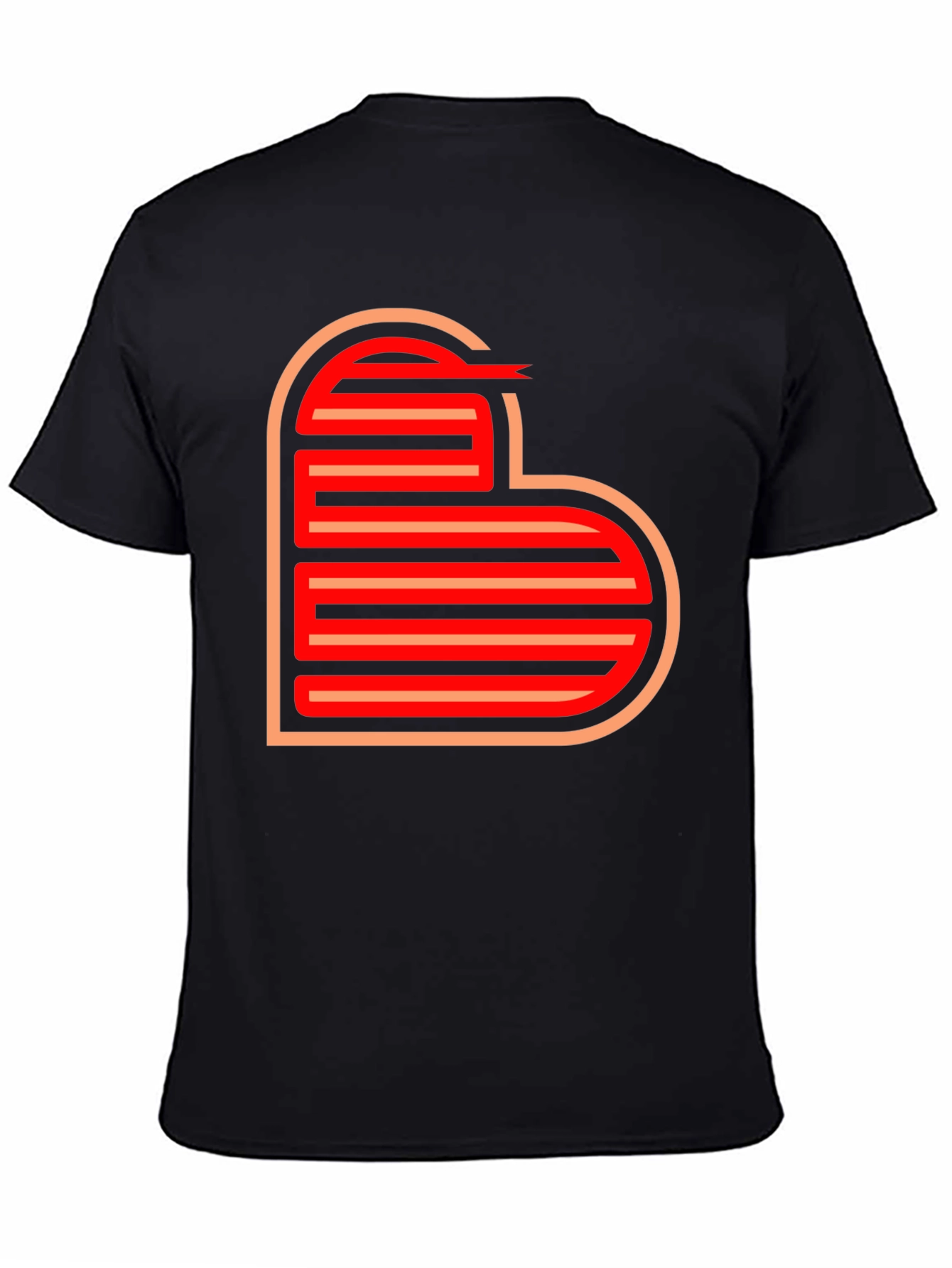 Retro Striped Heart Graphic Tee - Black