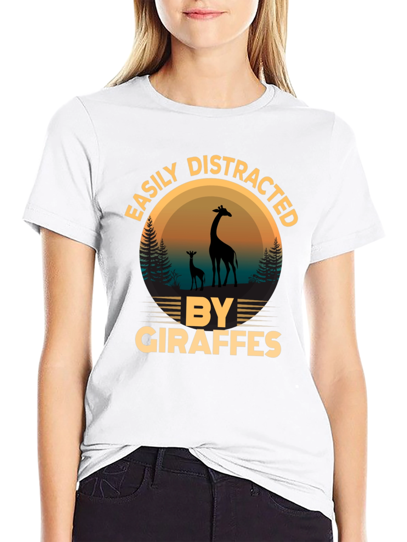 Easily Distracted by Giraffes Graphic T-Shirt