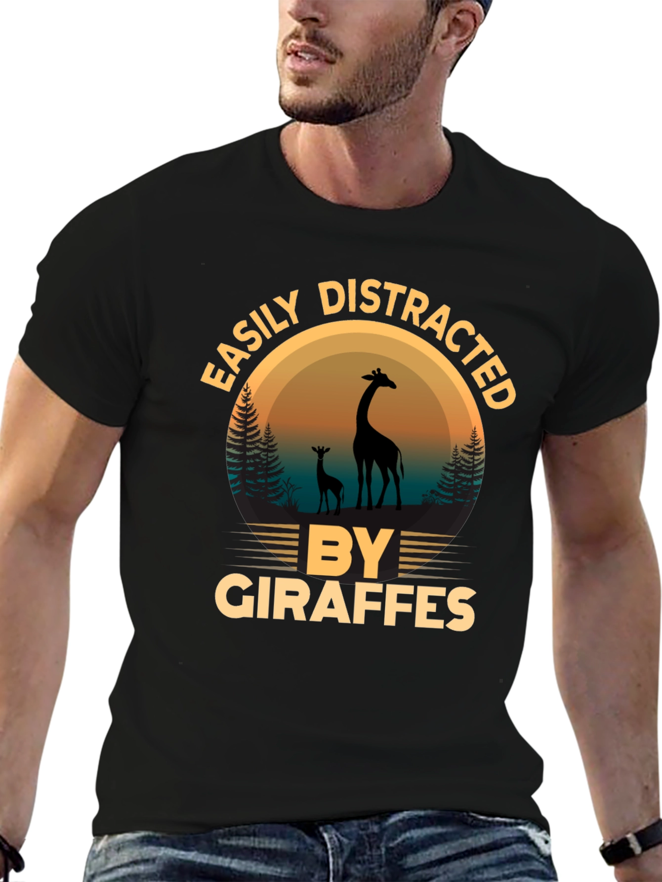 Easily Distracted by Giraffes Graphic T-Shirt