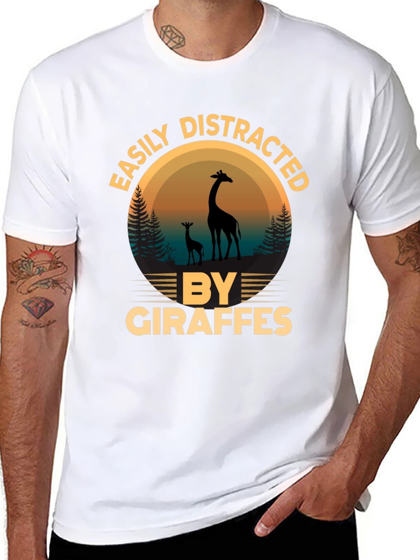 Easily Distracted by Giraffes Graphic T-Shirt