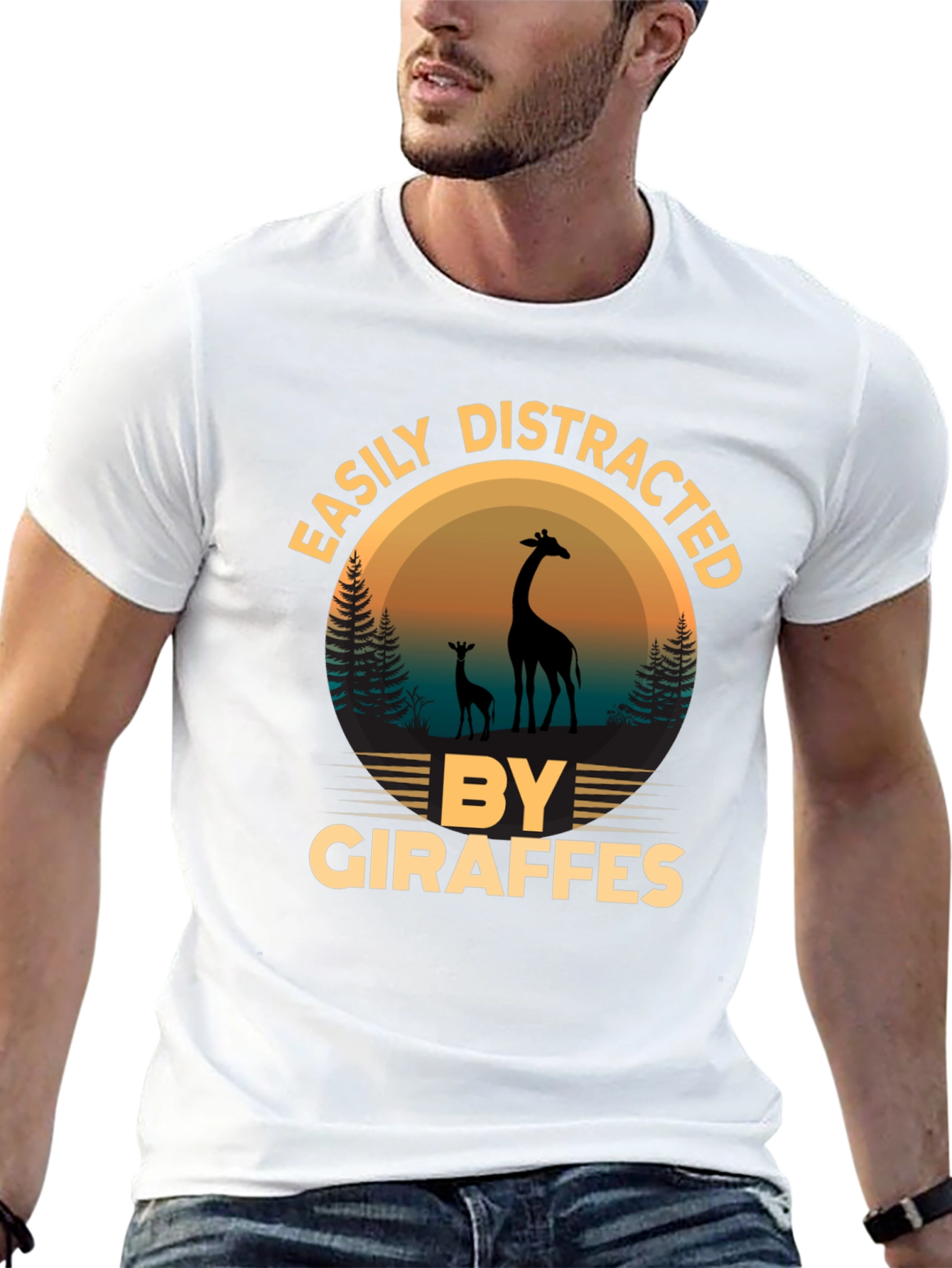 Easily Distracted by Giraffes Graphic T-Shirt