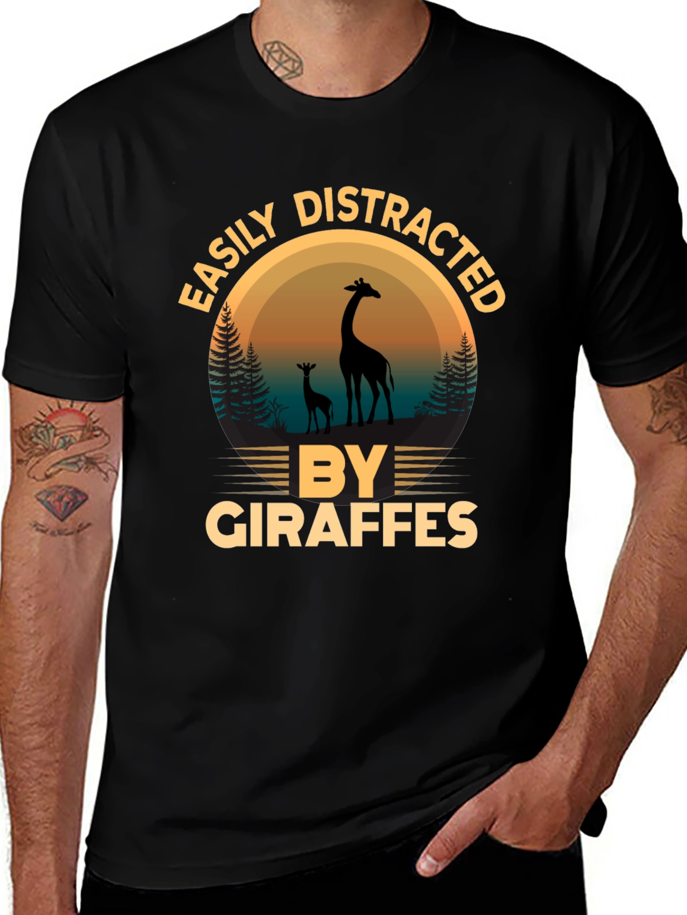 Easily Distracted by Giraffes Graphic T-Shirt