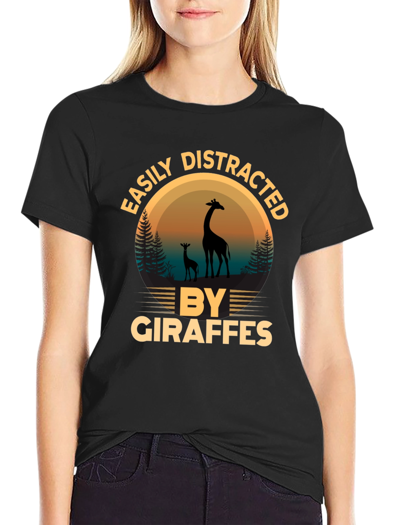 Easily Distracted by Giraffes Graphic T-Shirt