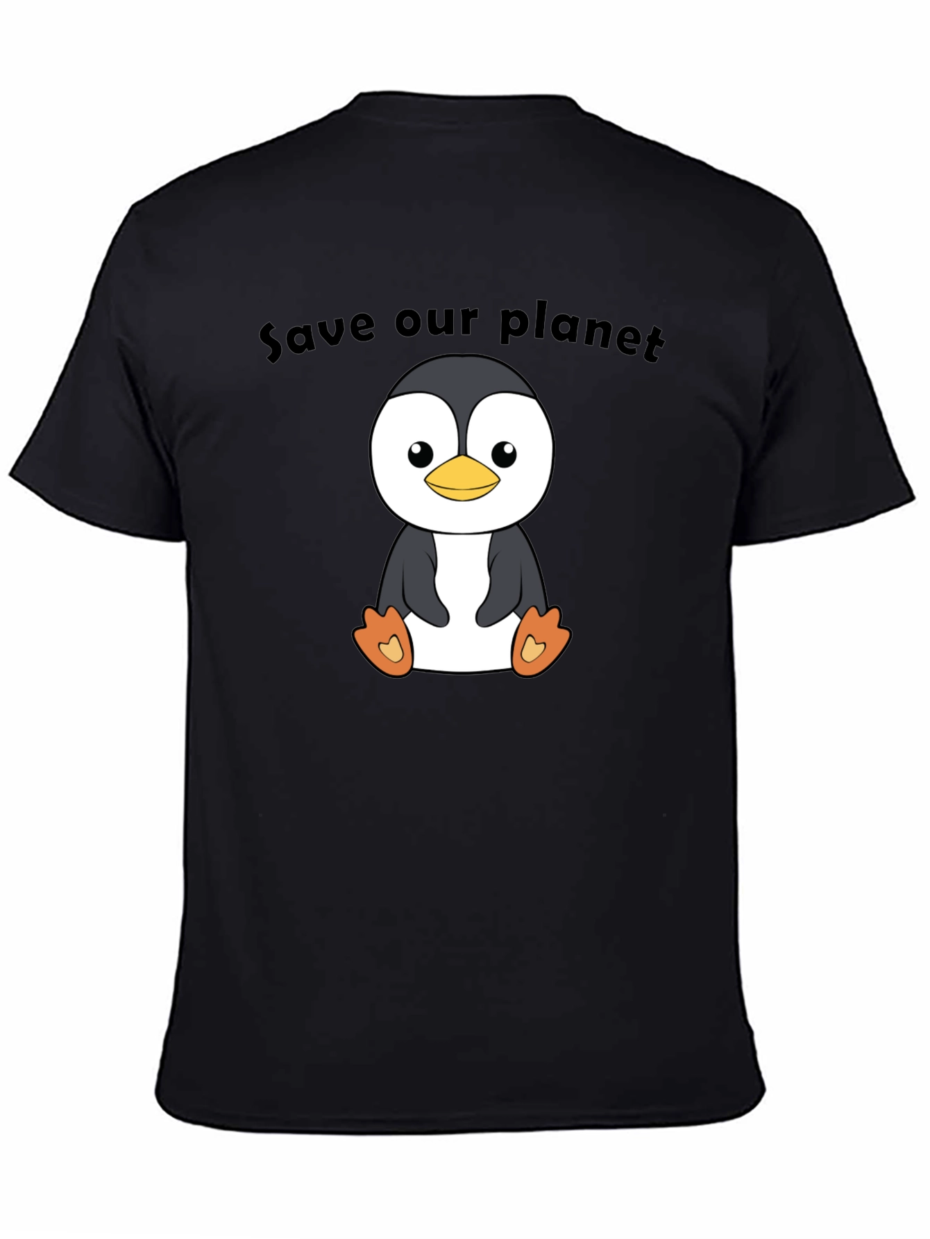 Save Our Planet Penguin Graphic Tee - Black