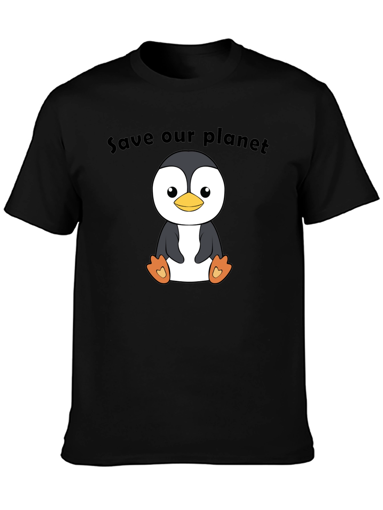 Save Our Planet Penguin Graphic Tee - Black