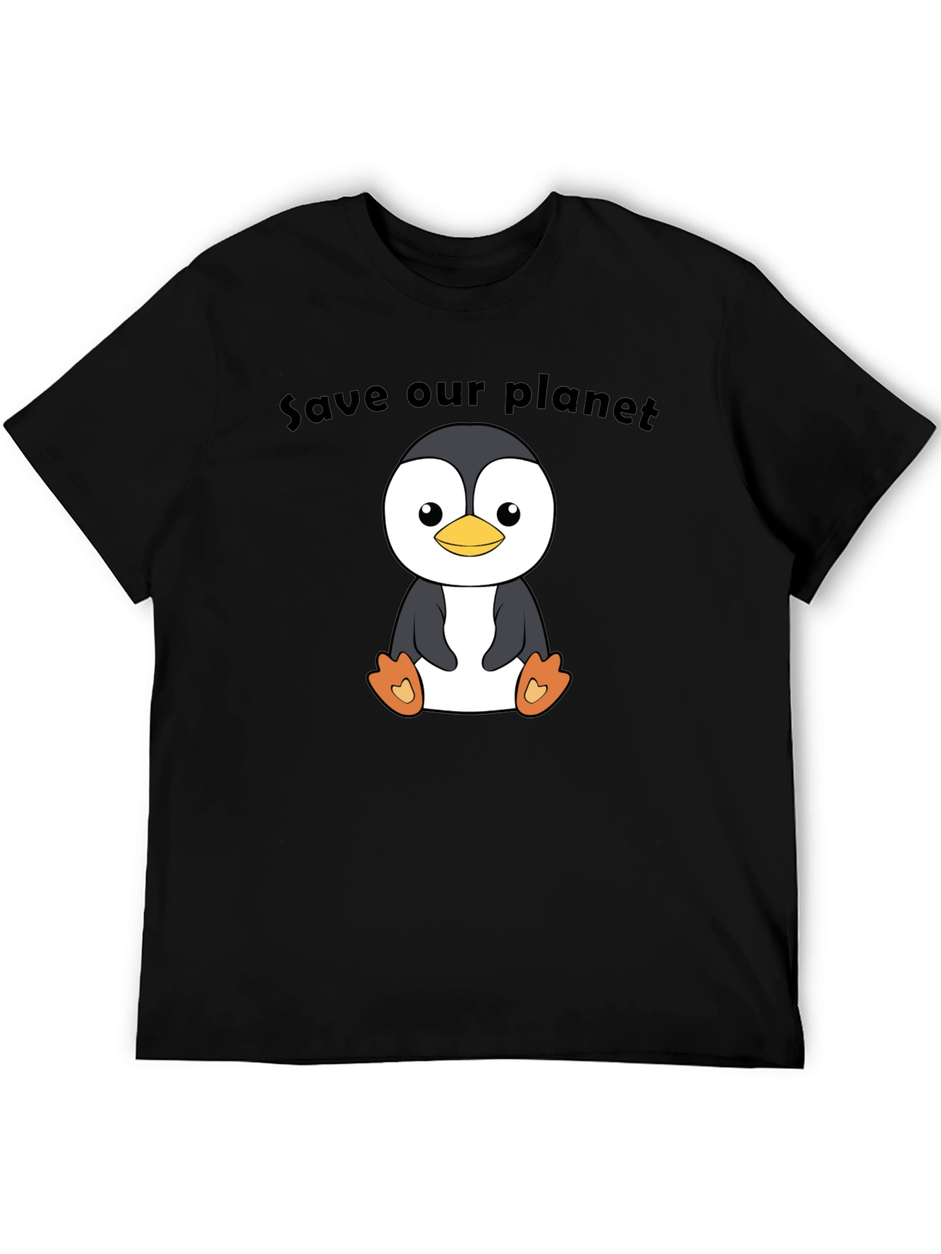 Save Our Planet Penguin Graphic Tee - Black