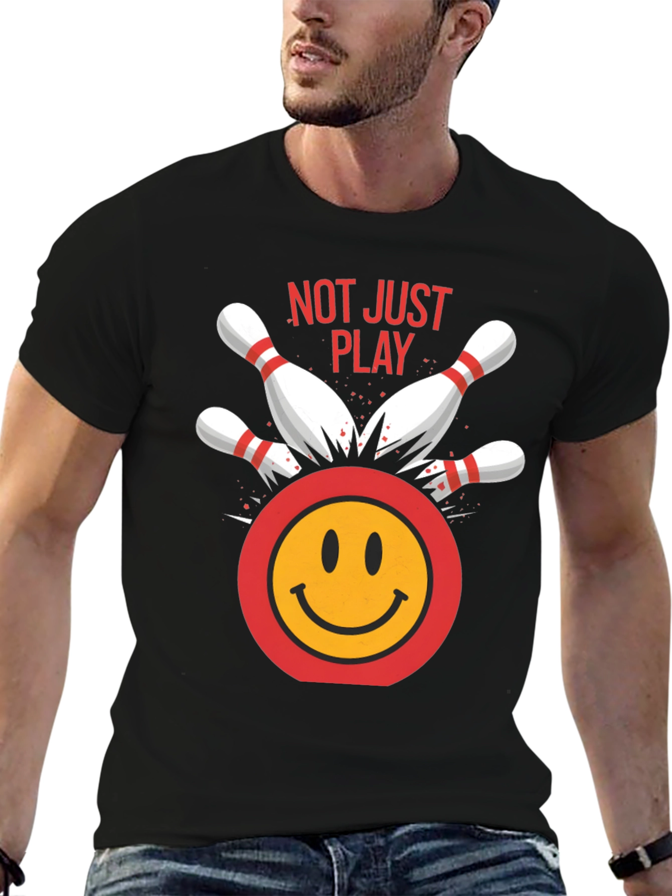 Bowling Smiley Face Graphic Tee - Not Just Play