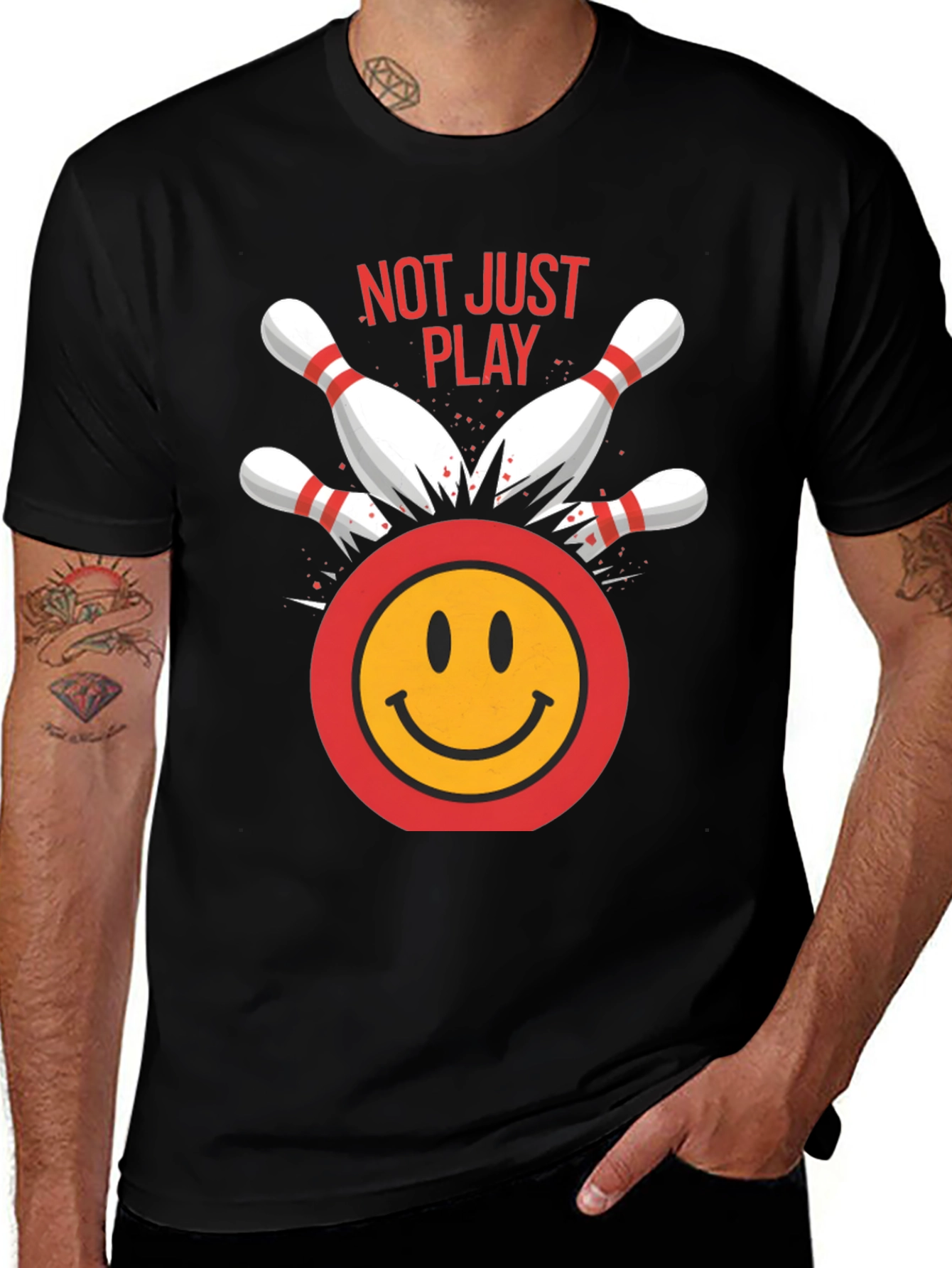 Bowling Smiley Face Graphic Tee - Not Just Play