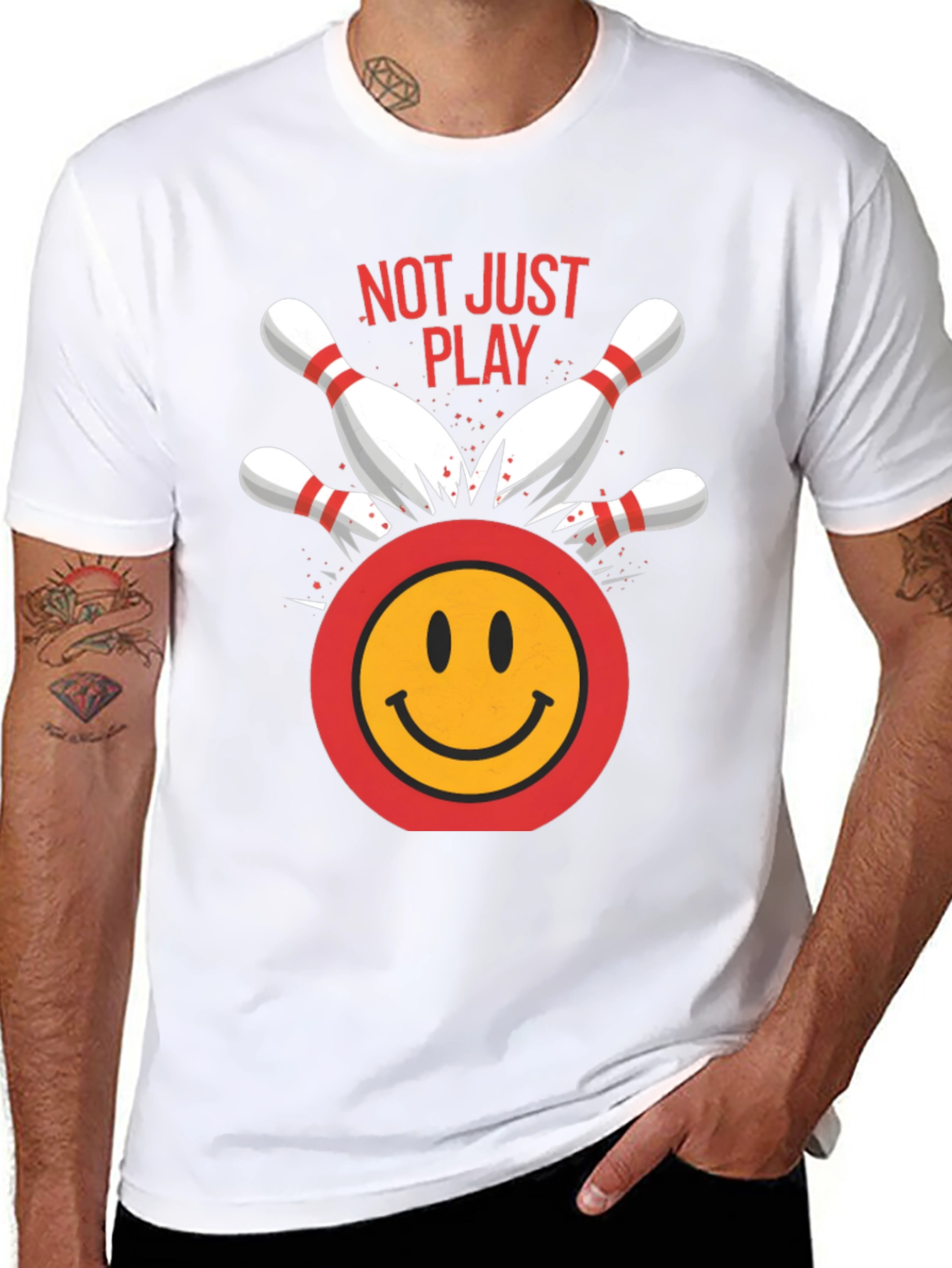 Bowling Smiley Face Graphic Tee - Not Just Play