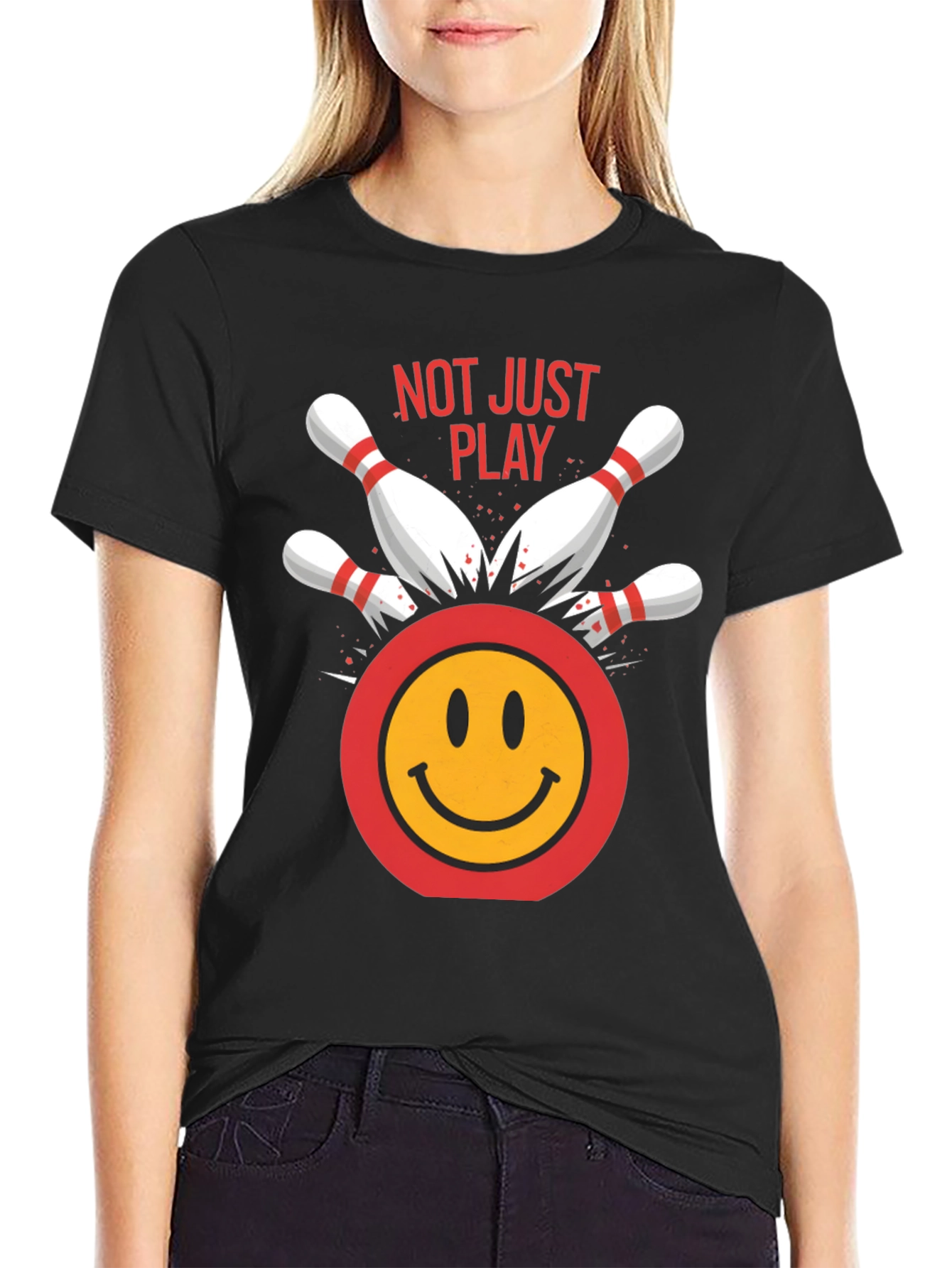 Bowling Smiley Face Graphic Tee - Not Just Play