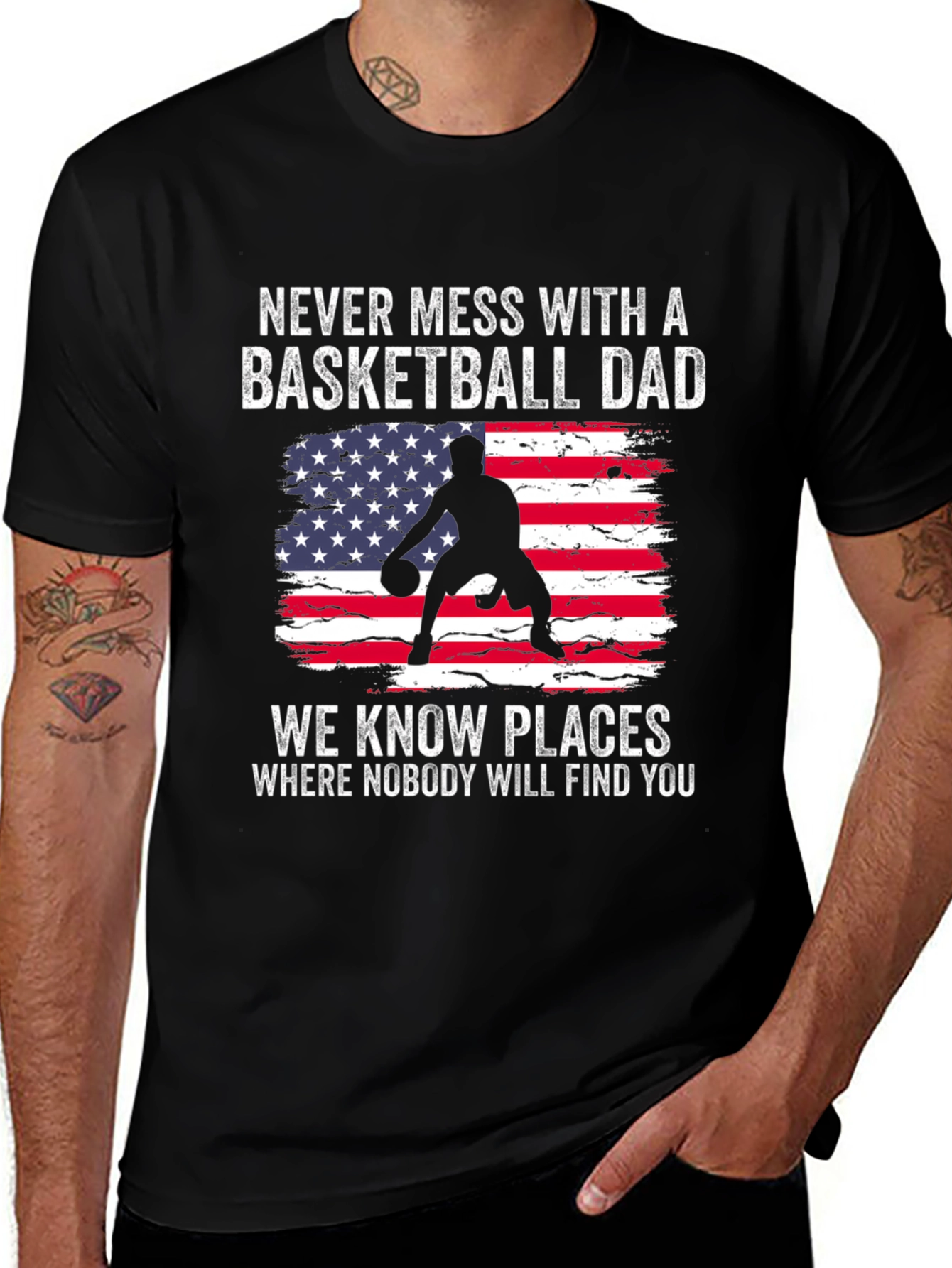 Basketball Dad T-Shirt - Patriotic USA Design