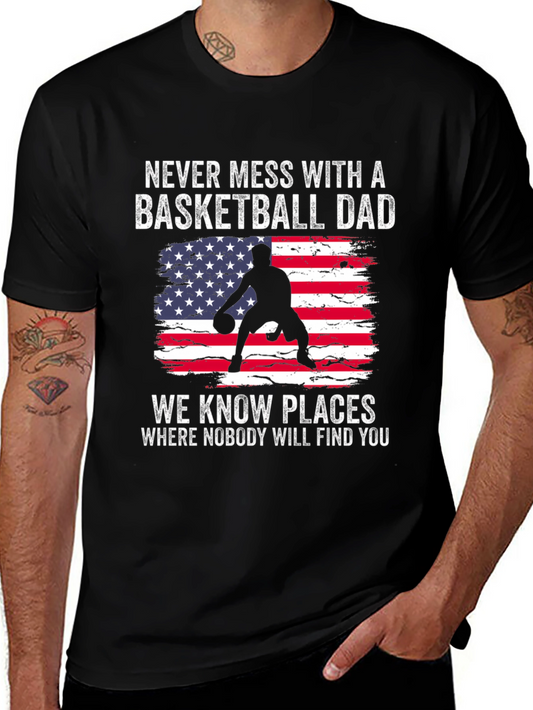 Basketball Dad T-Shirt - Patriotic USA Design