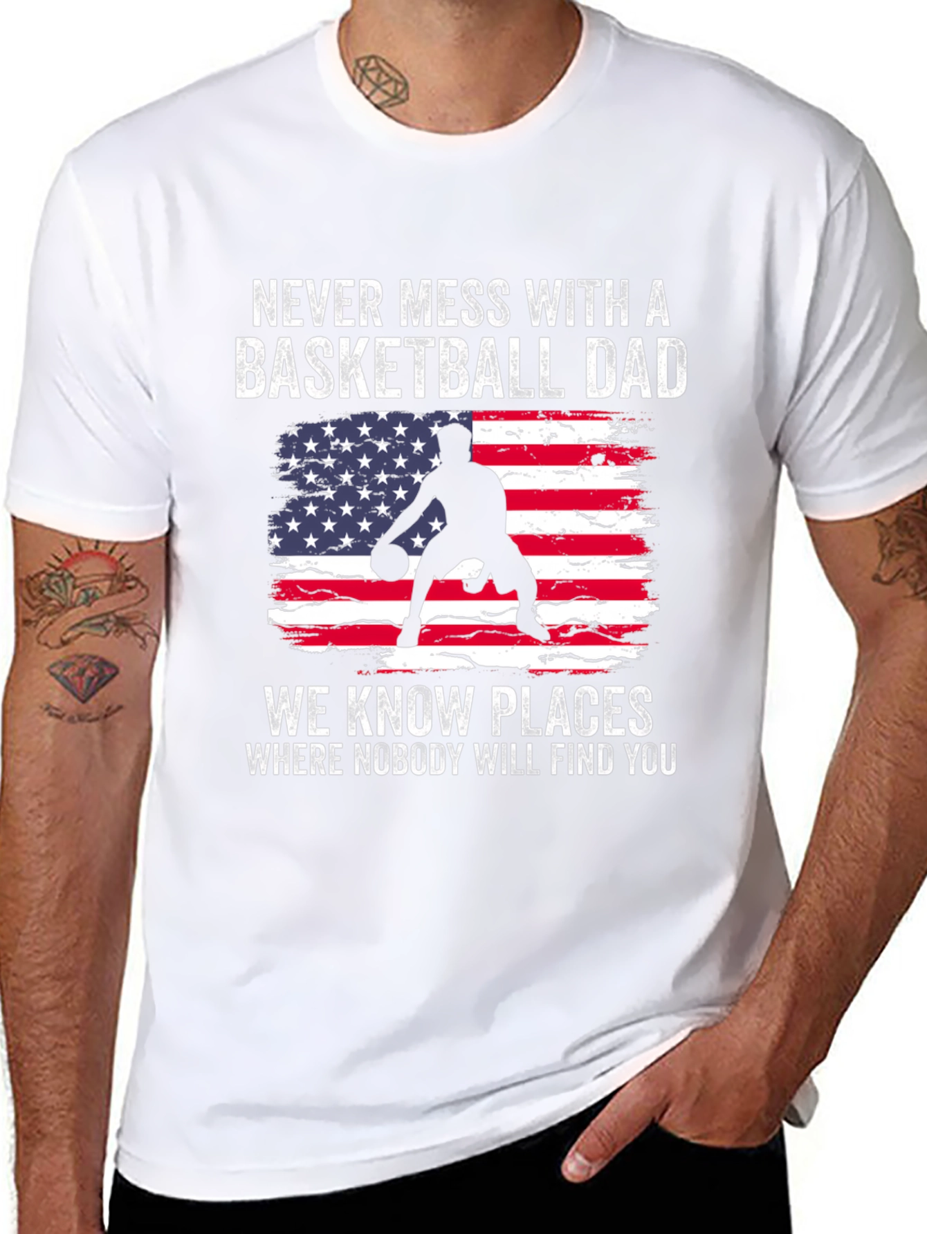 Basketball Dad T-Shirt - Patriotic USA Design