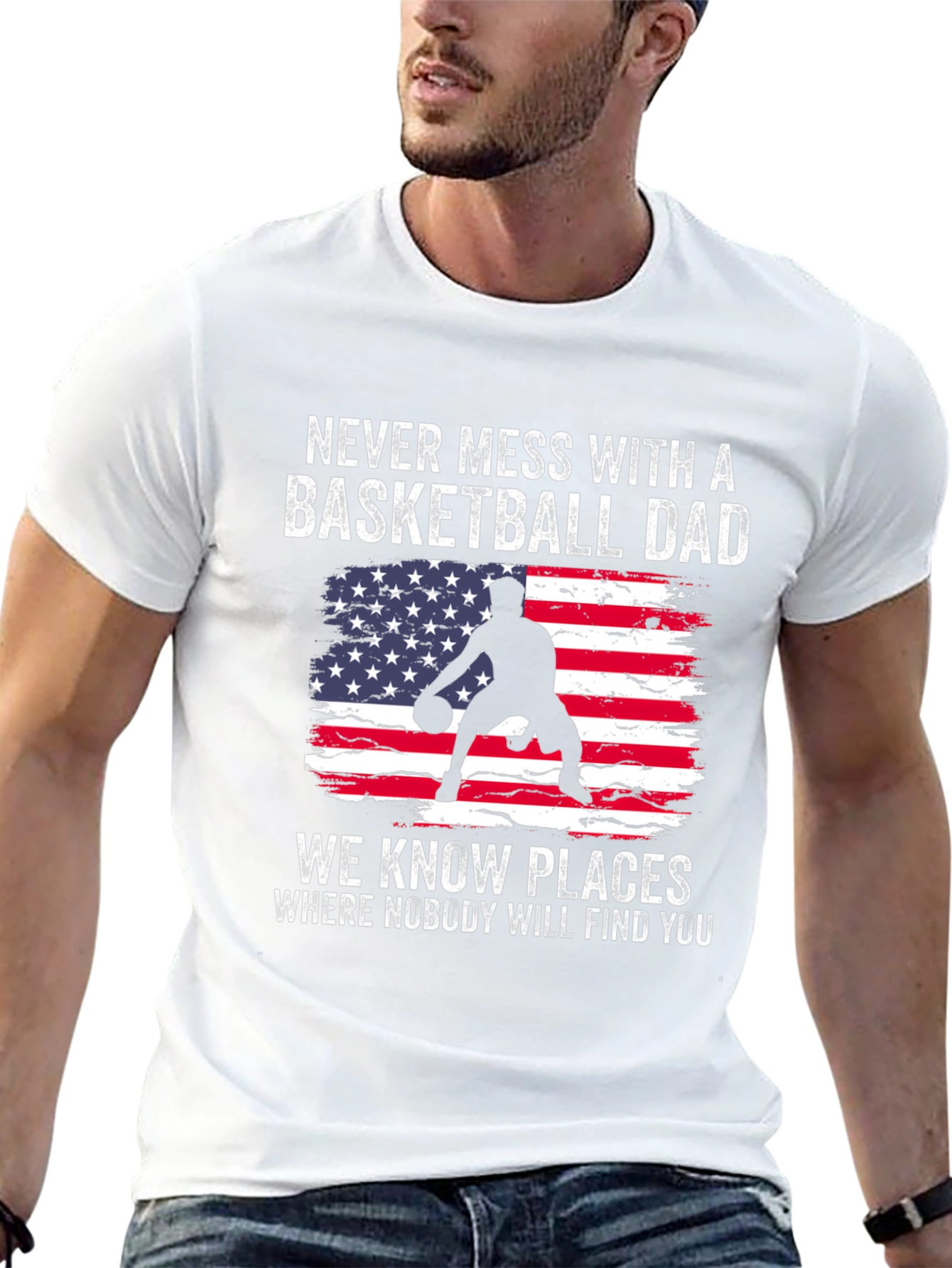 Basketball Dad T-Shirt - Patriotic USA Design