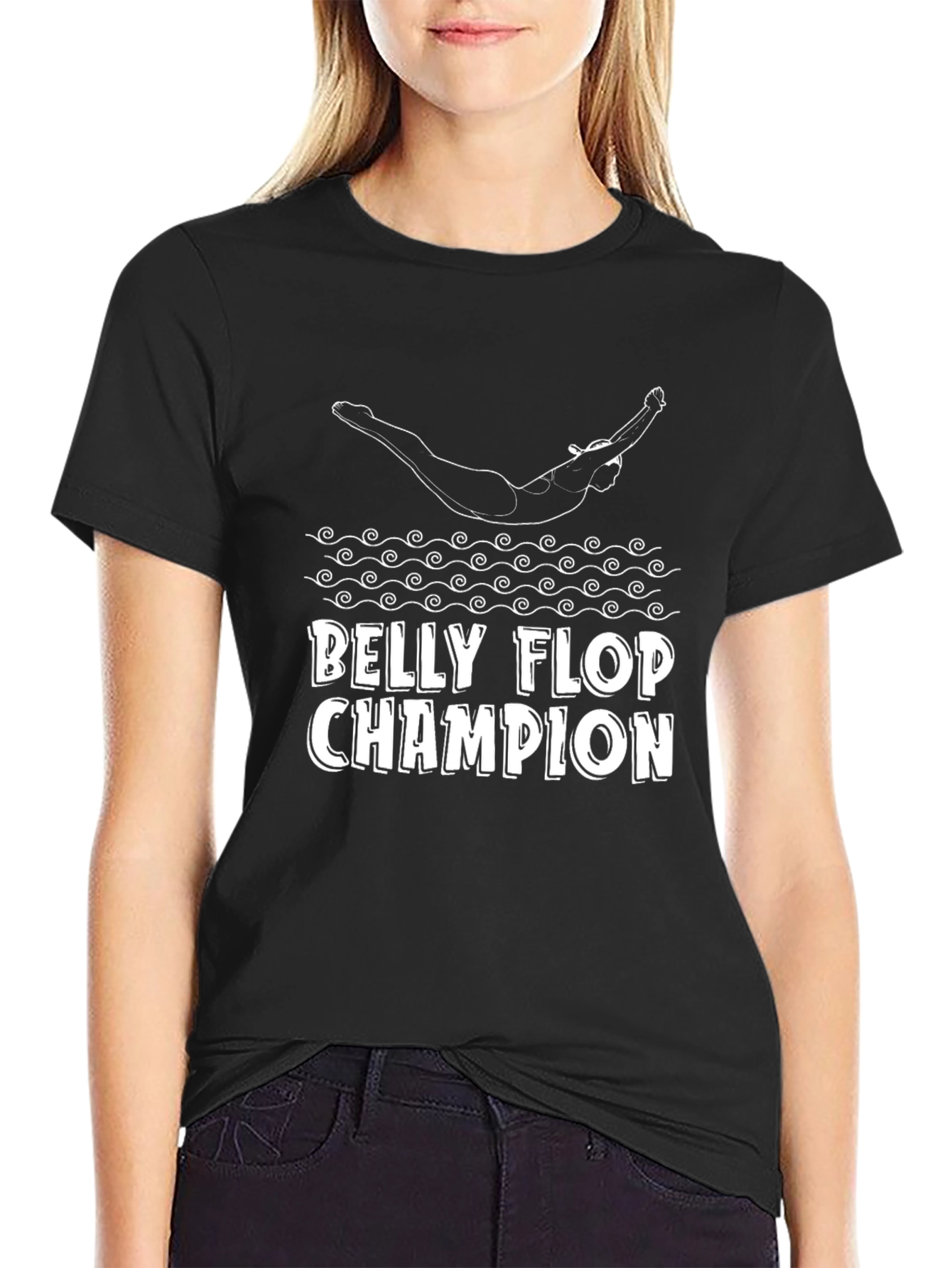 Belly Flop Champion Black Graphic Tee