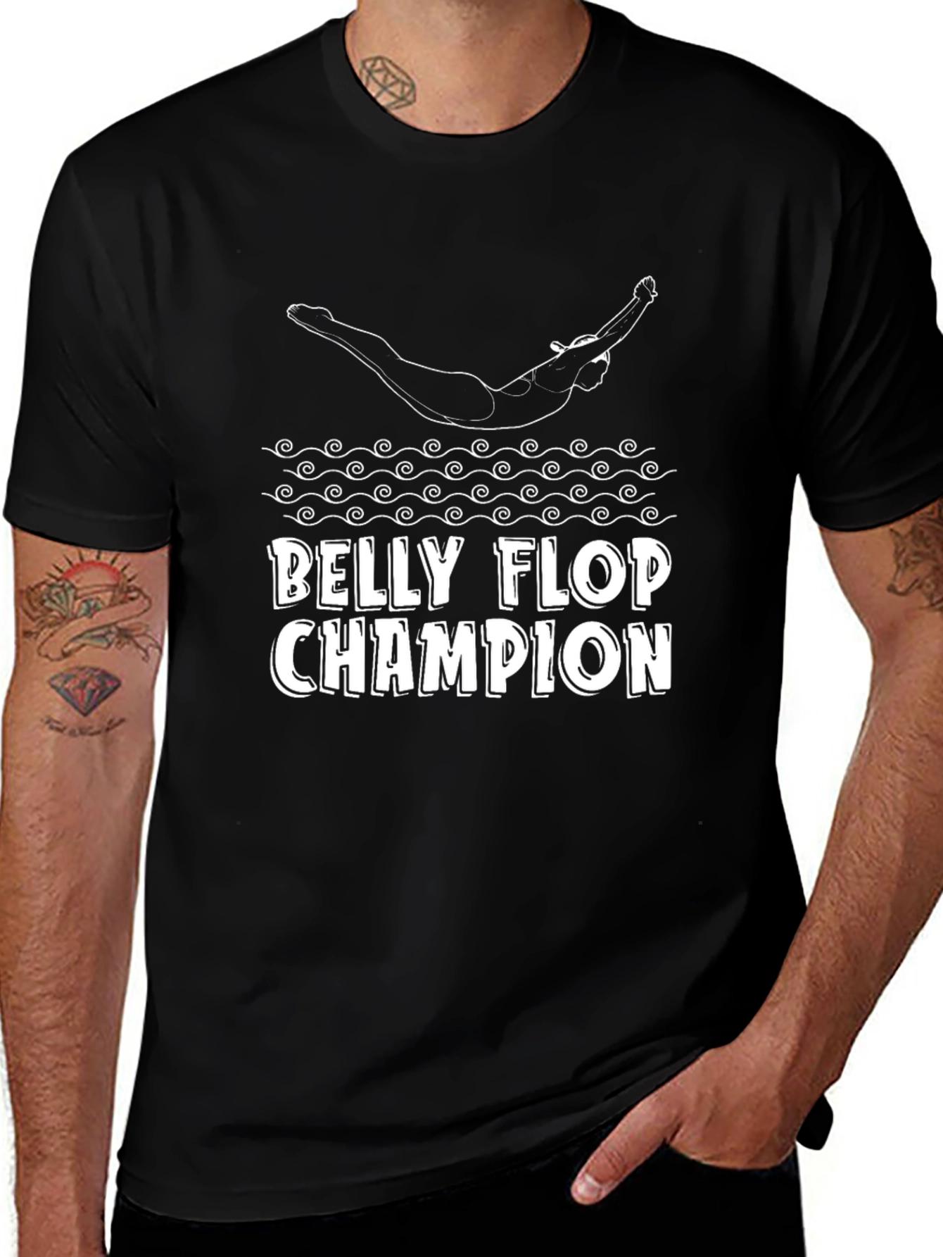 Belly Flop Champion Black Graphic Tee