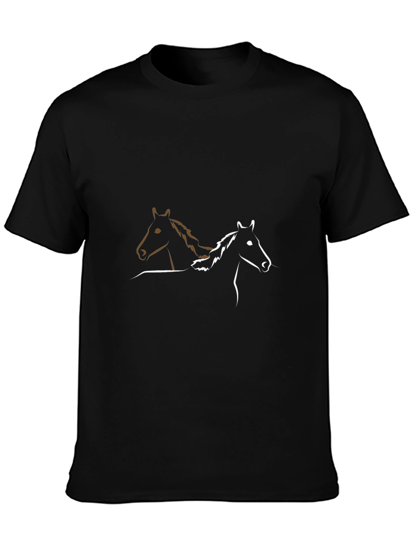 Two Horses Graphic T-Shirt - Black