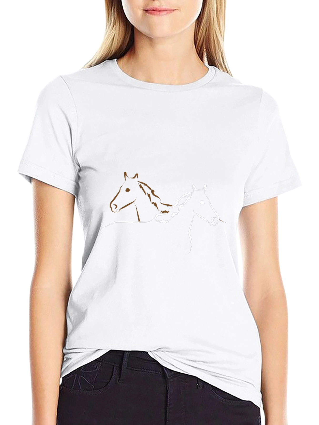 Two Horses Graphic T-Shirt - Black