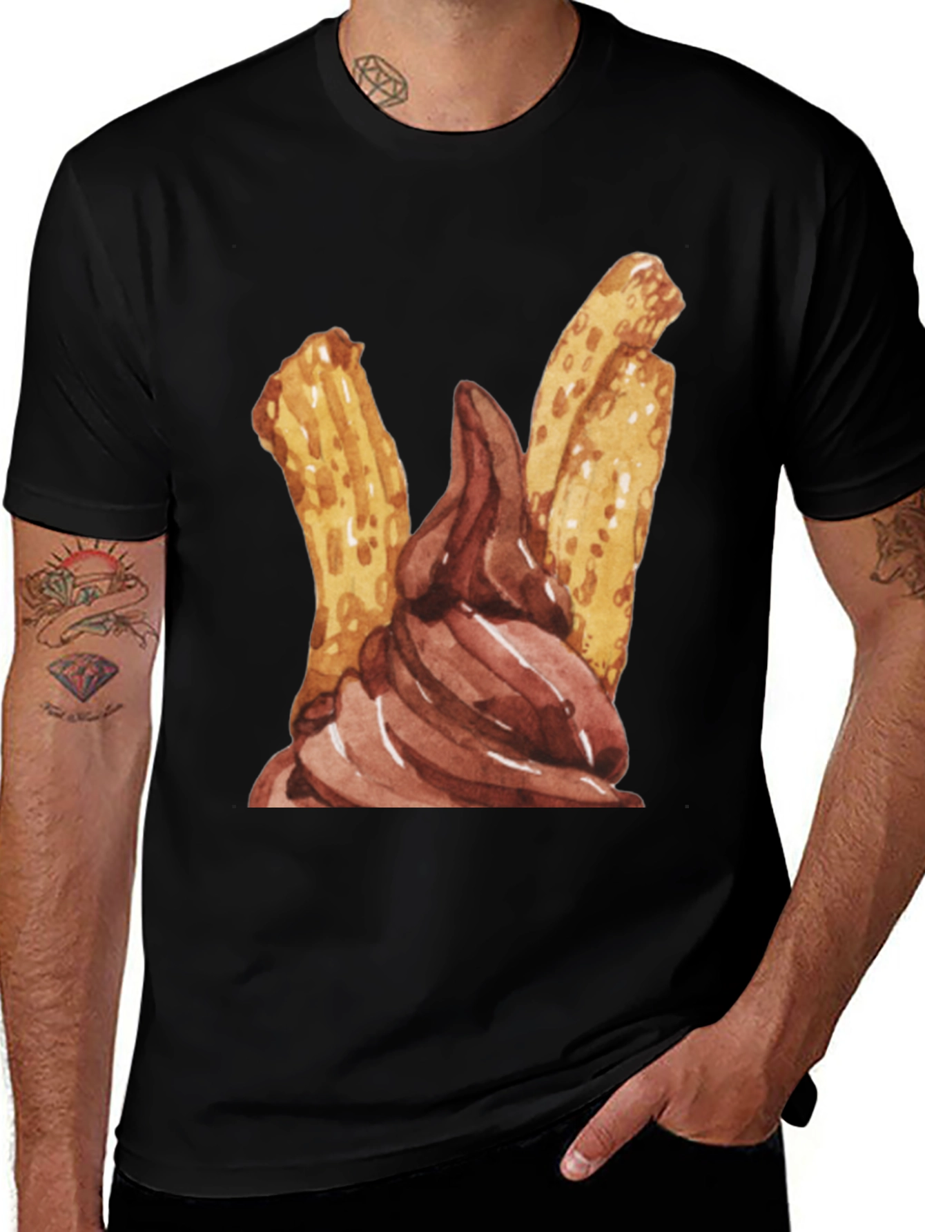 Churros & Chocolate Dessert T-Shirt - Fun Food Tee