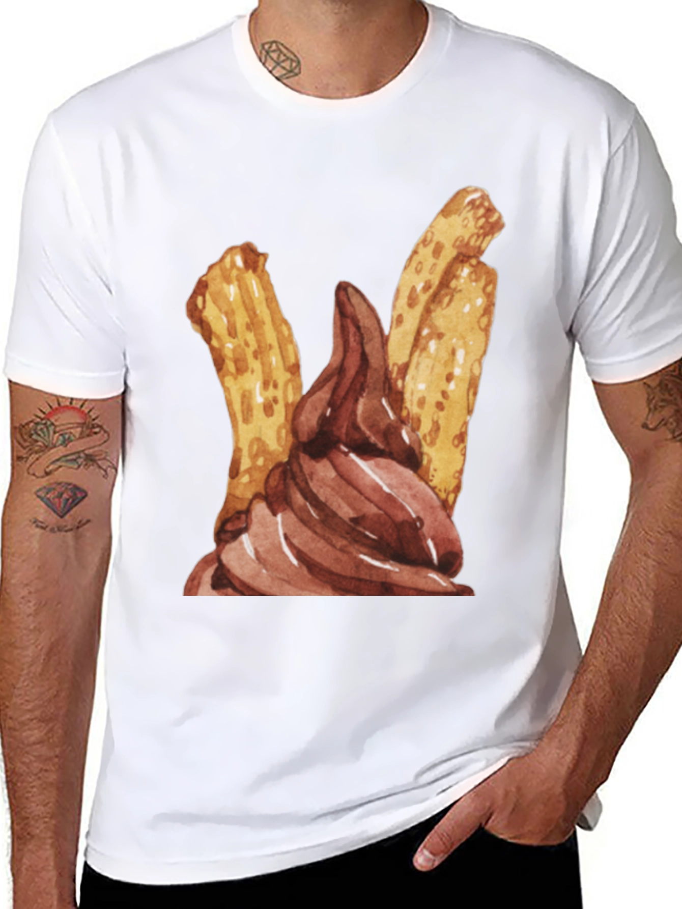 Churros & Chocolate Dessert T-Shirt - Fun Food Tee