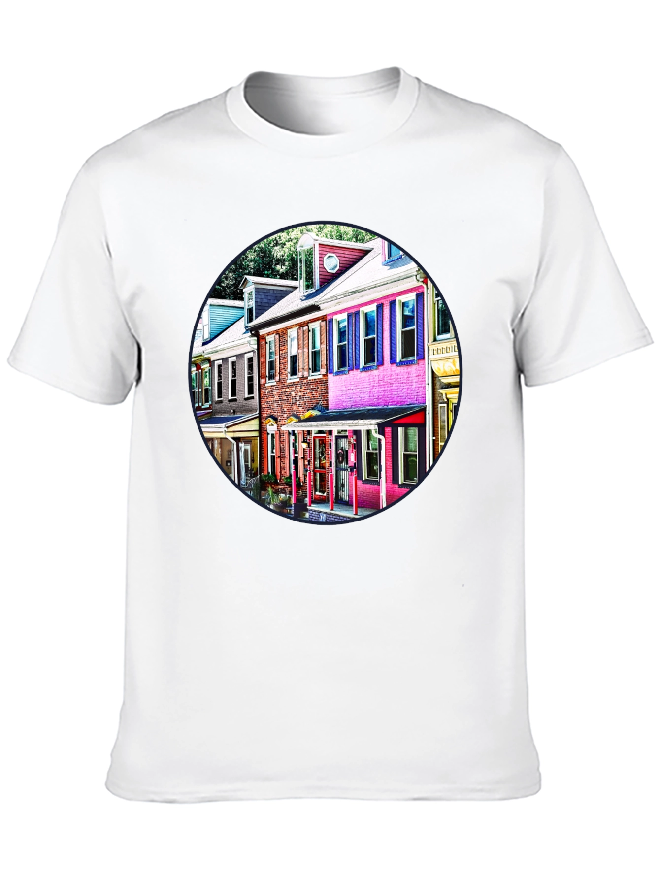 Colorful Houses Black Tee