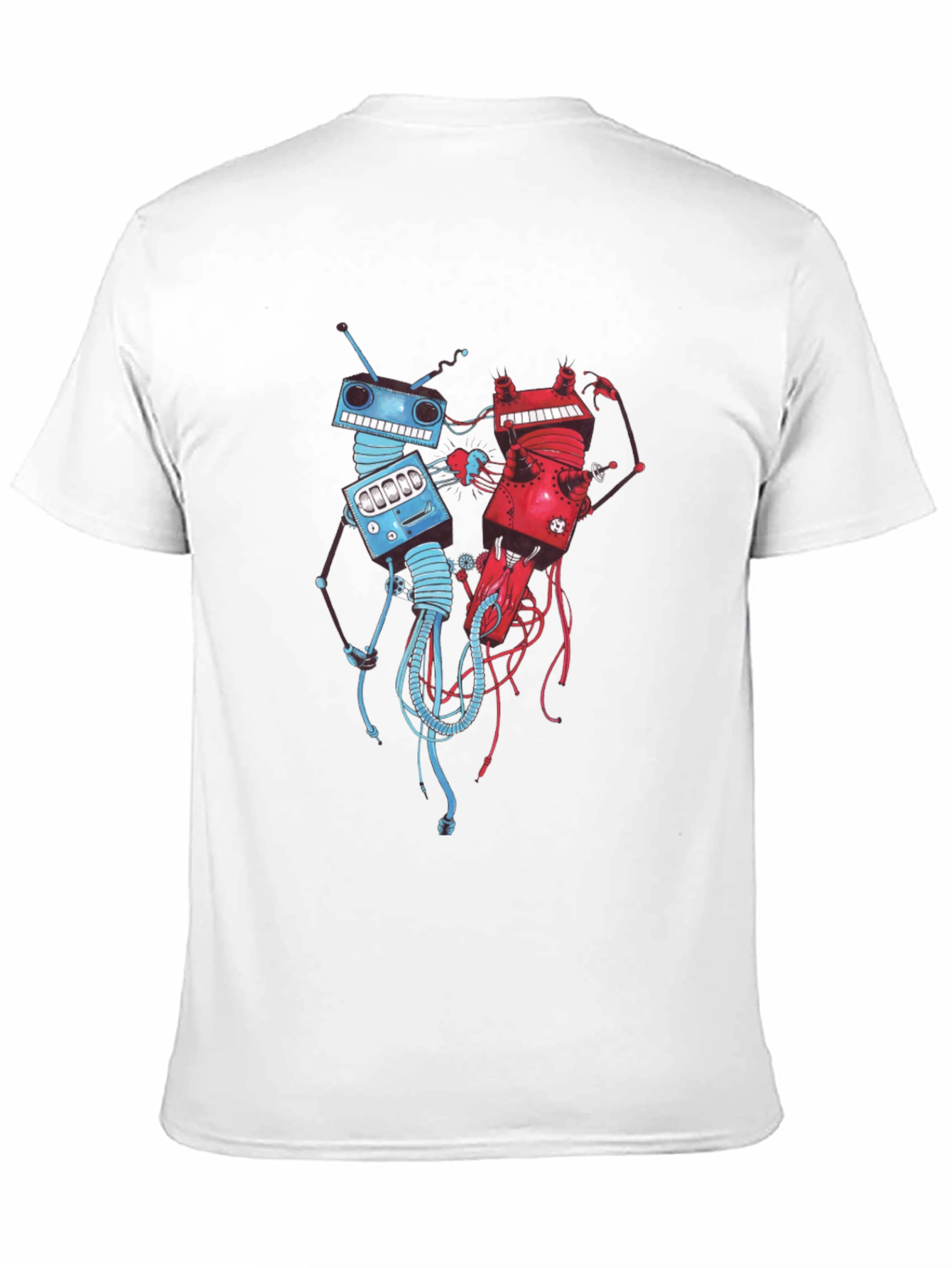 Robots Fighting Black T-Shirt