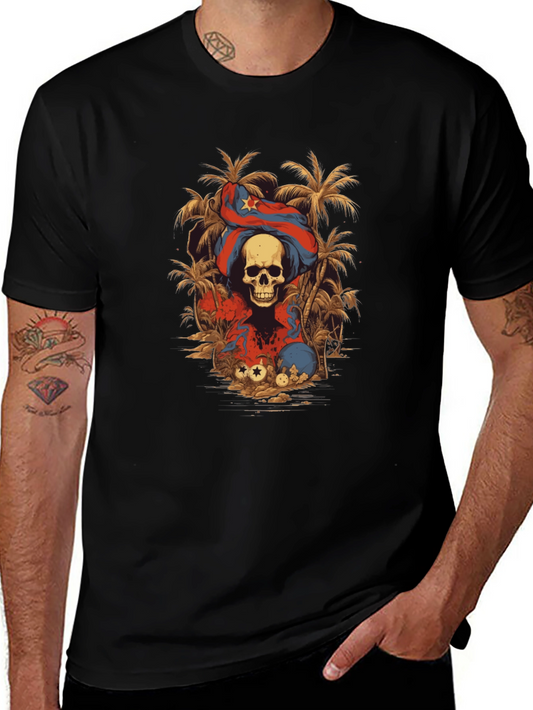 Skull & Cuba Flag Graphic Tee - Island Vibes