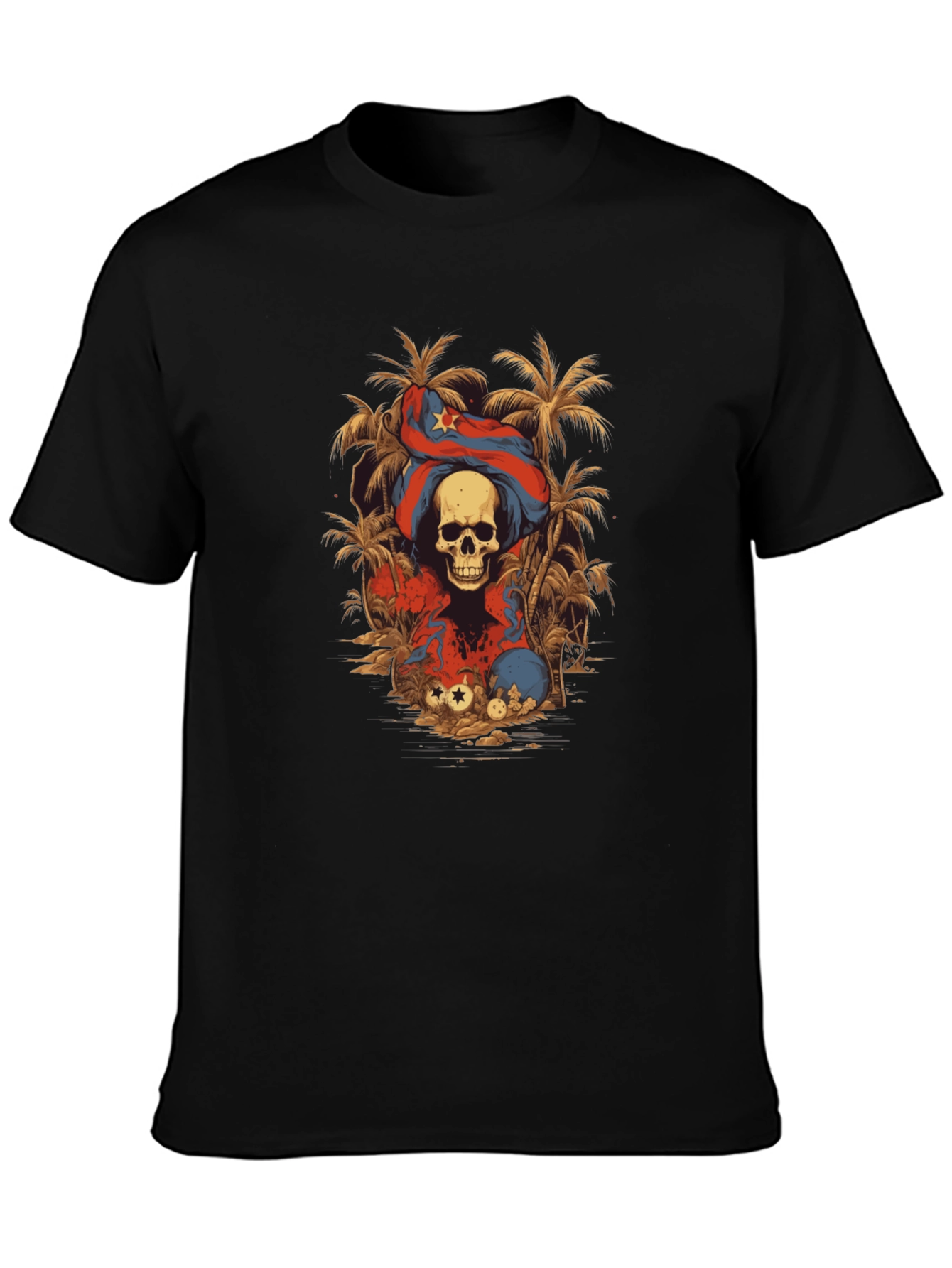 Skull & Cuba Flag Graphic Tee - Island Vibes
