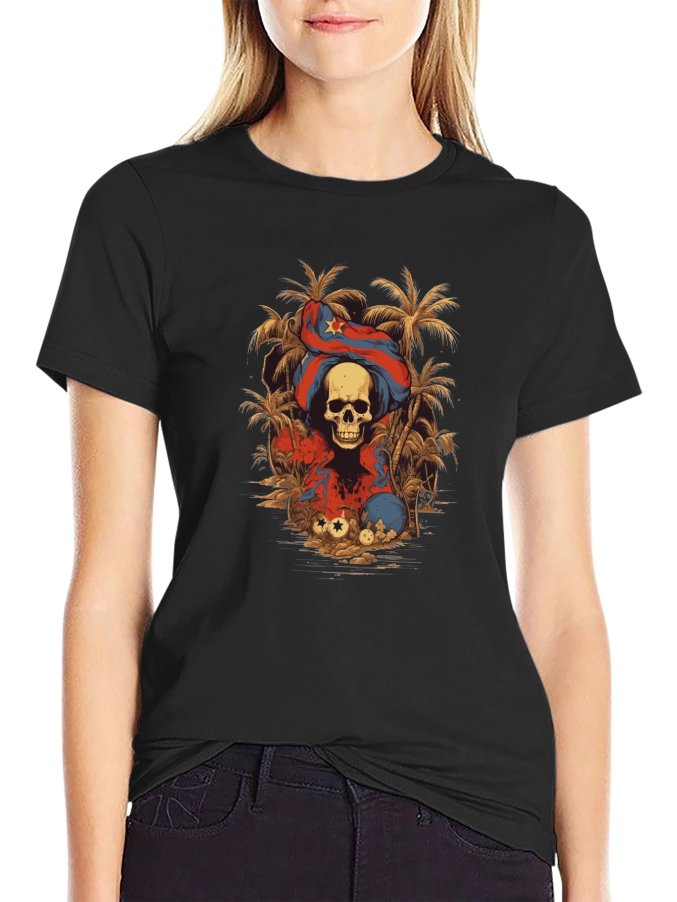 Skull & Cuba Flag Graphic Tee - Island Vibes