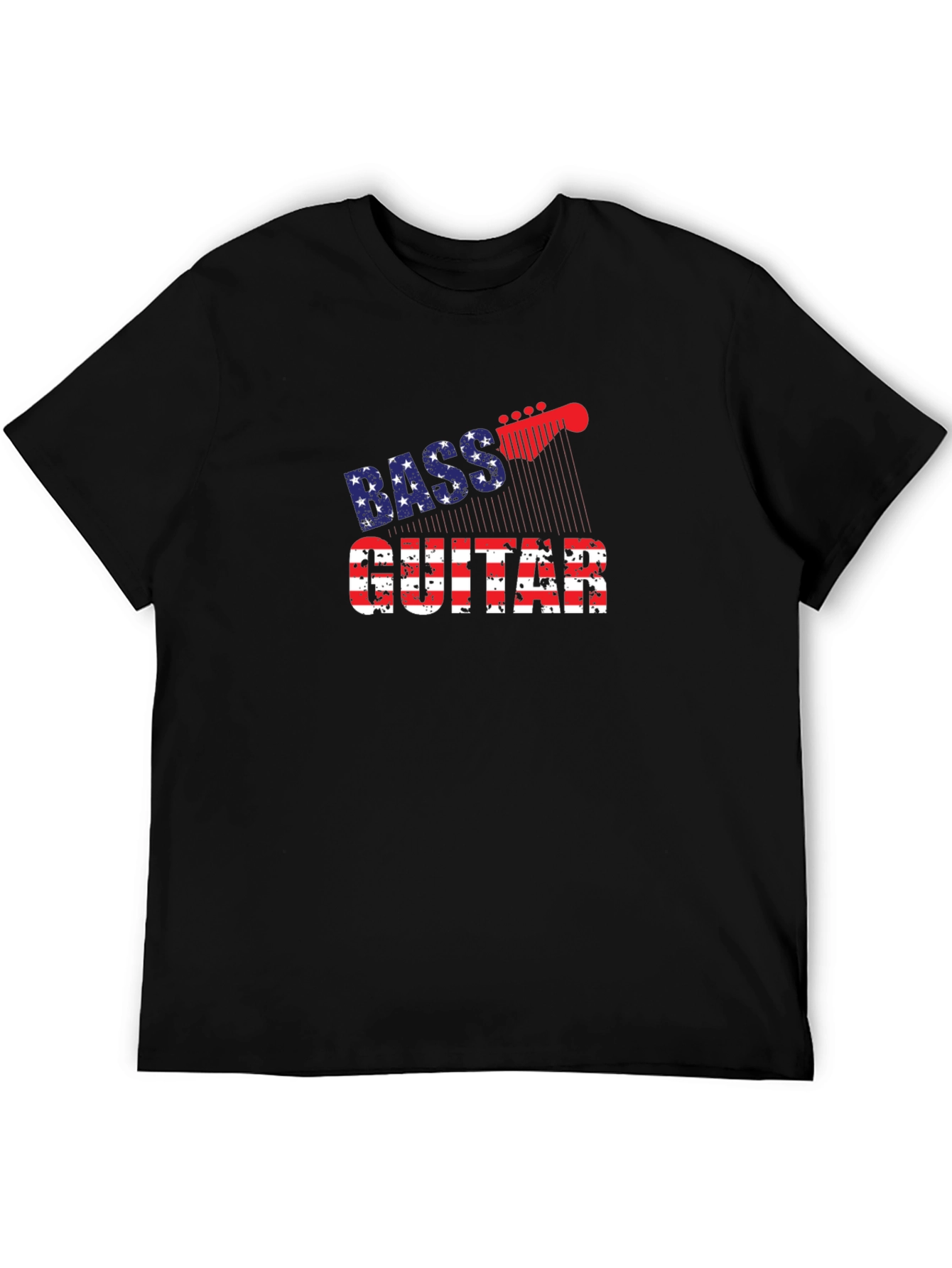 Bass Guitar USA Flag Graphic T-Shirt