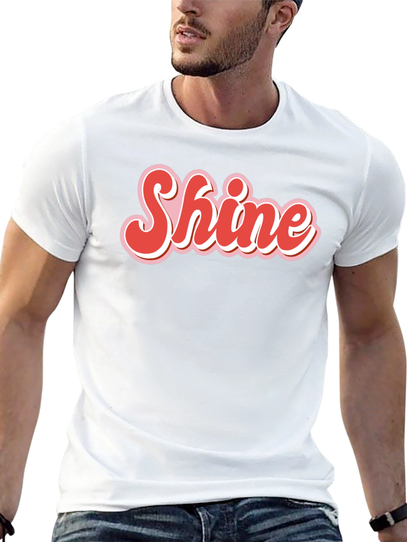 Retro Shine Graphic Tee - Black Cotton T-Shirt