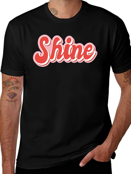 Retro Shine Graphic Tee - Black Cotton T-Shirt