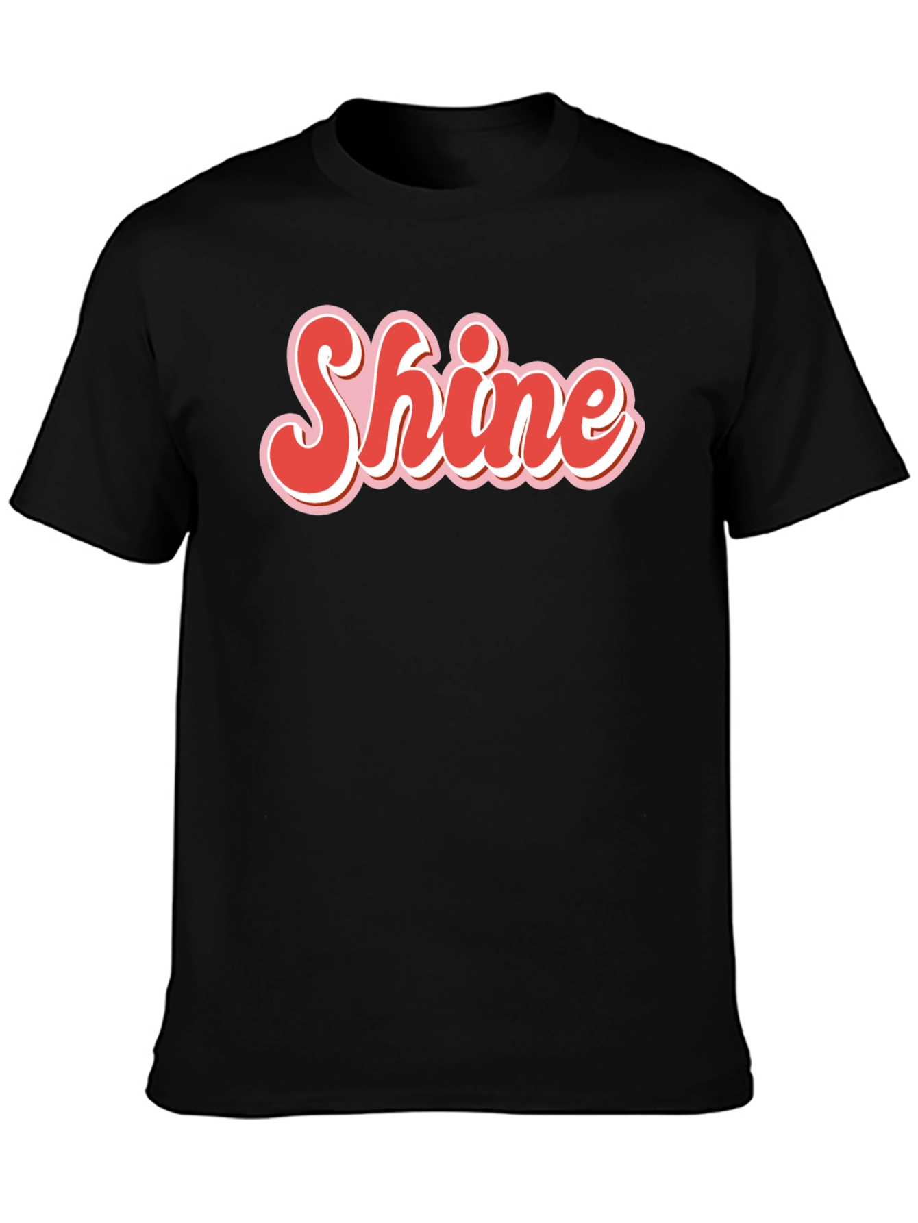 Retro Shine Graphic Tee - Black Cotton T-Shirt
