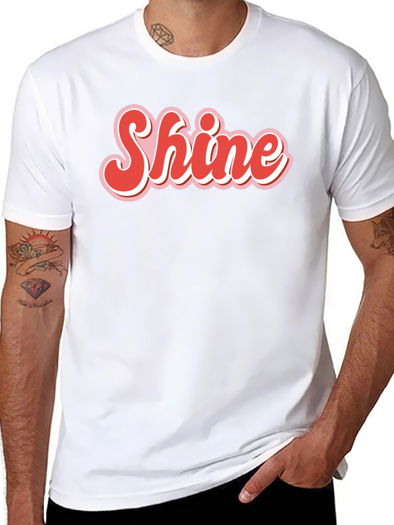 Retro Shine Graphic Tee - Black Cotton T-Shirt