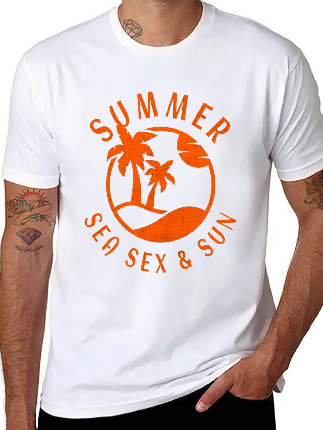 Summer Sea Sex & Sun Graphic T-Shirt - Black