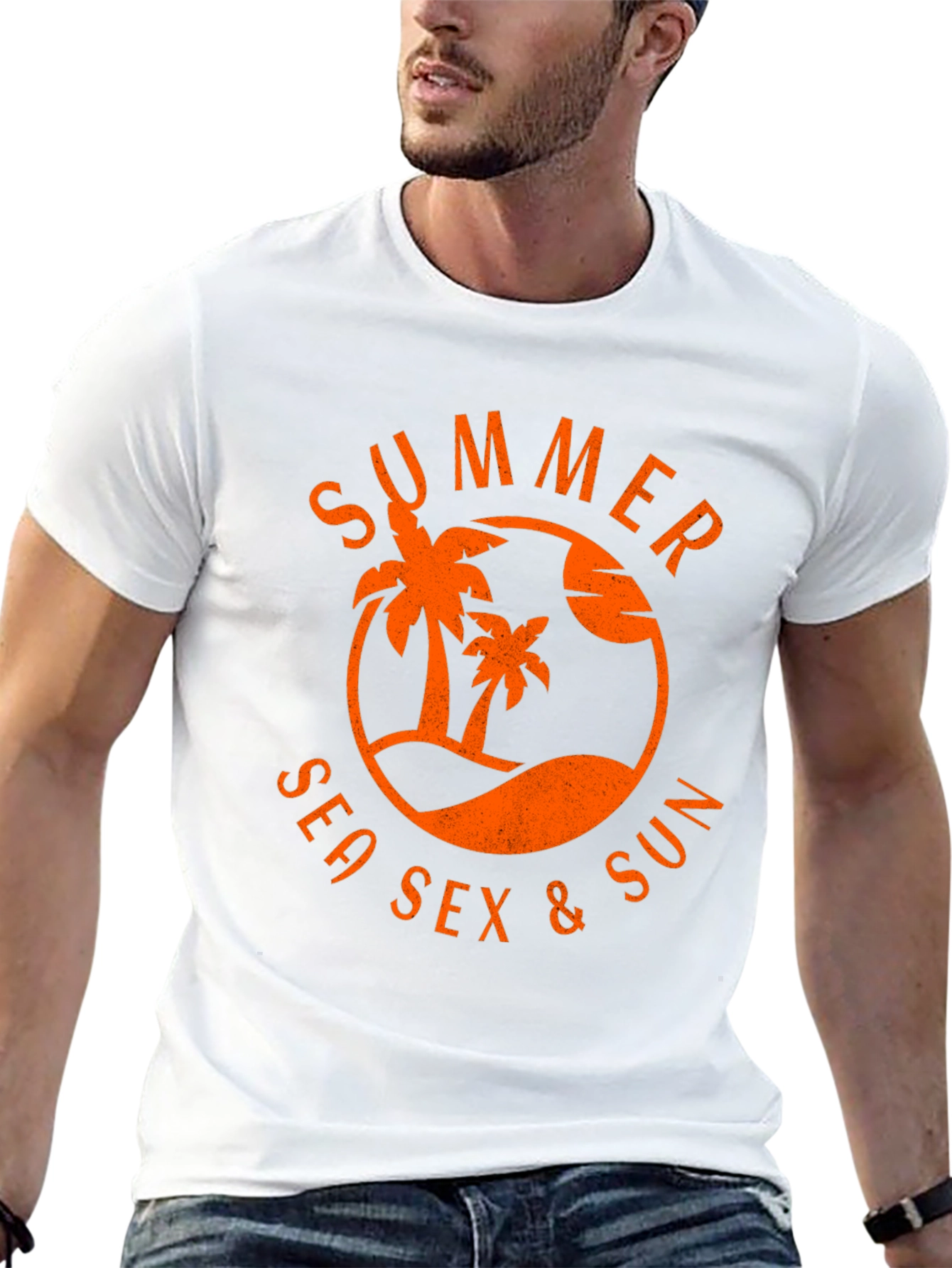Summer Sea Sex & Sun Graphic T-Shirt - Black